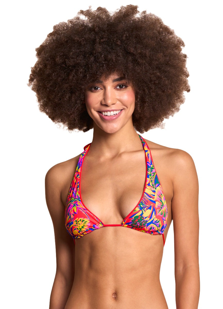 Maaji Cherry Red Kalima Front Tie Halter Bikini Top