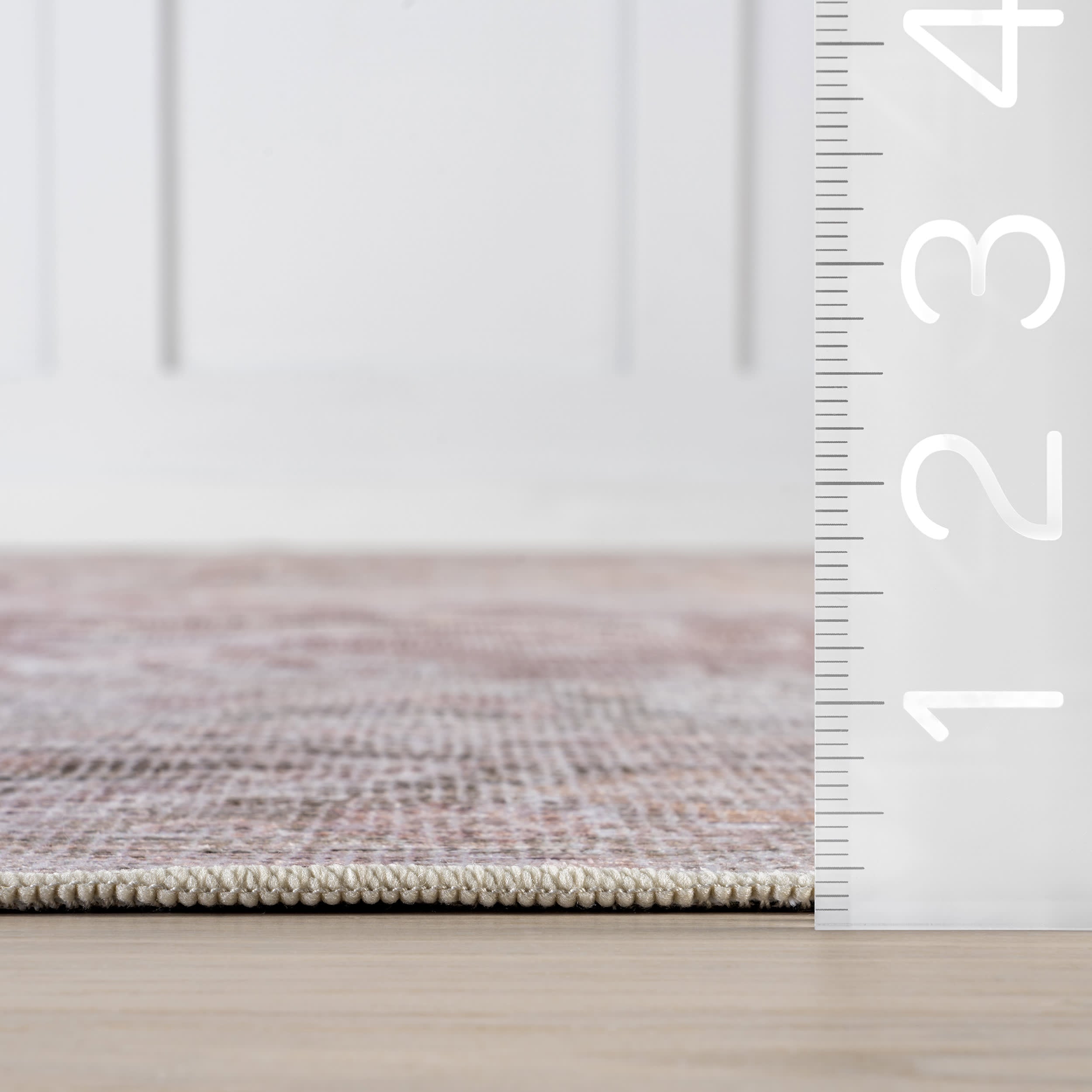 Ava Vintage Persian Spill Proof Washable Rug | Pale Pink