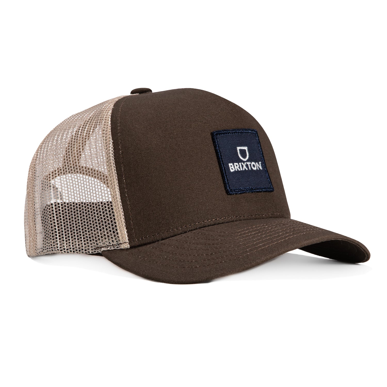 Brixton Alpha Block Mesh Snapback Trucker Hat - Brown