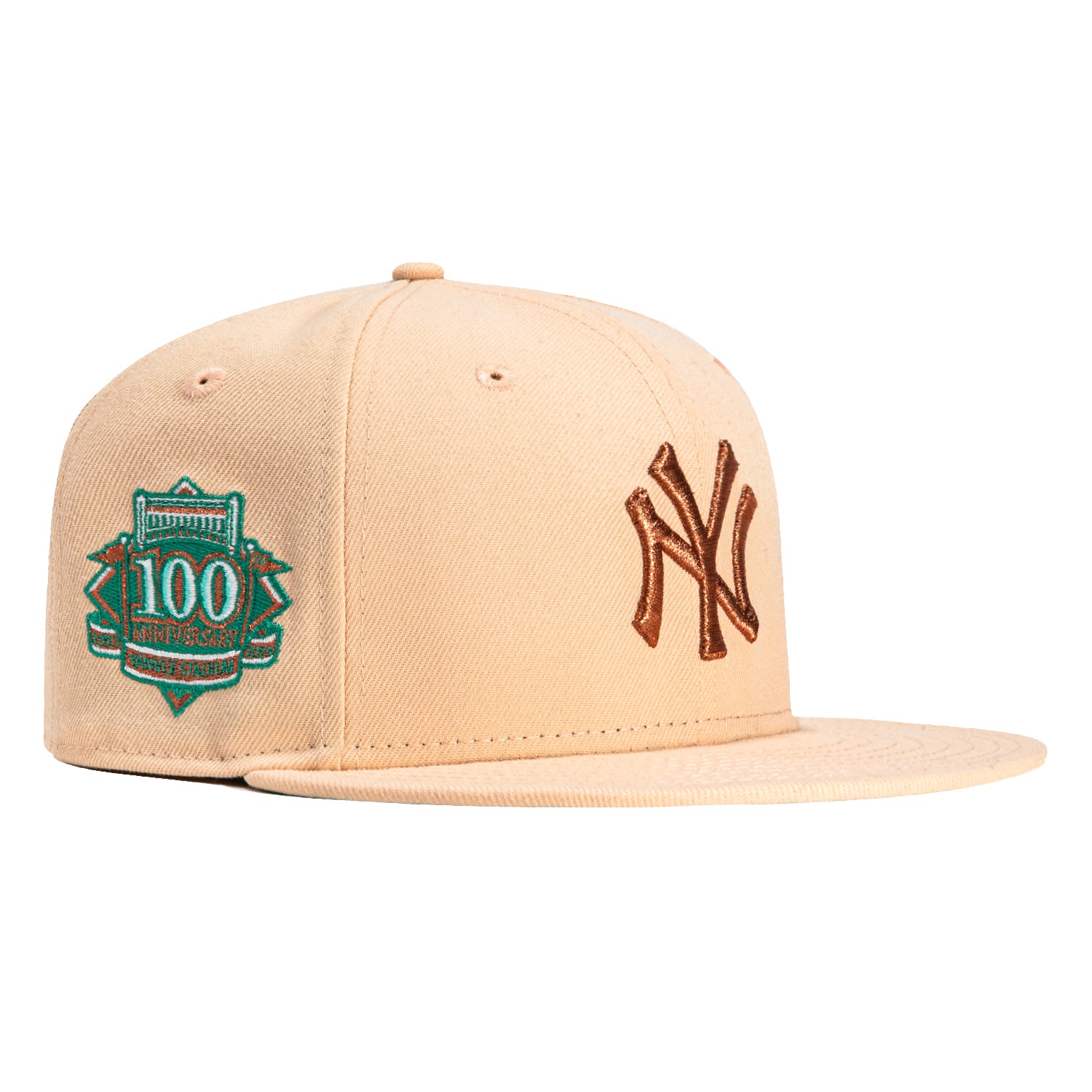 New Era 59Fifty New York Yankees 100th Anniversary Stadium Patch Hat - Peach, Metallic Copper