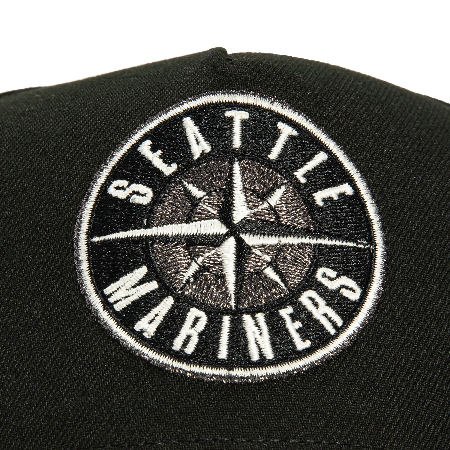 New Era 9Forty A-Frame Seattle Mariners 2023 All Star Game Patch Snapback Logo Hat - Black, White