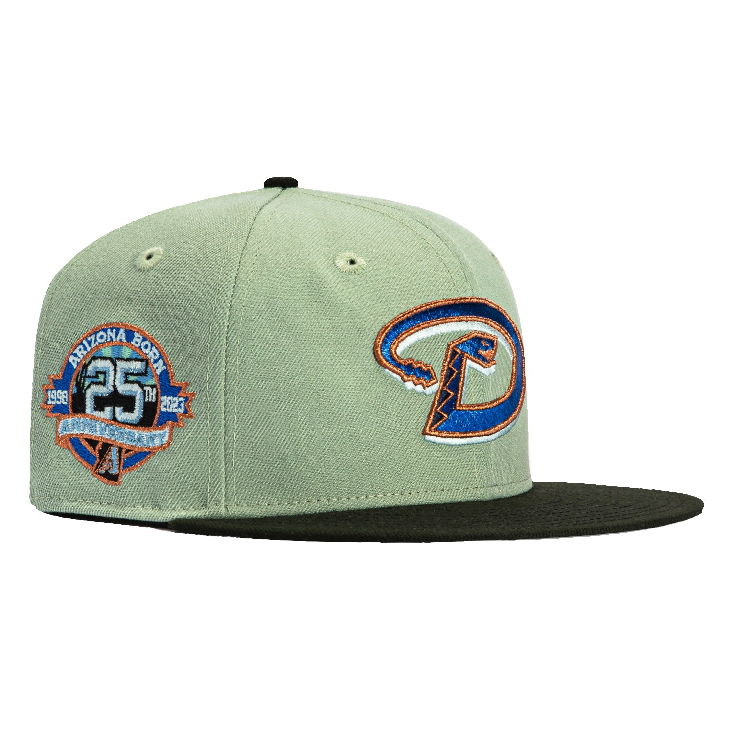 New Era 59Fifty Arizona Diamondbacks 25th Anniversary Patch D Hat - Everest Green, Black, Royal, Metallic Copper