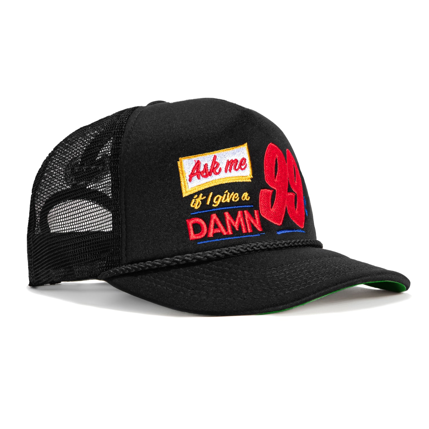 Field Grade Ask Me If I Give A Damn Snapback Trucker Foam Hat - Black