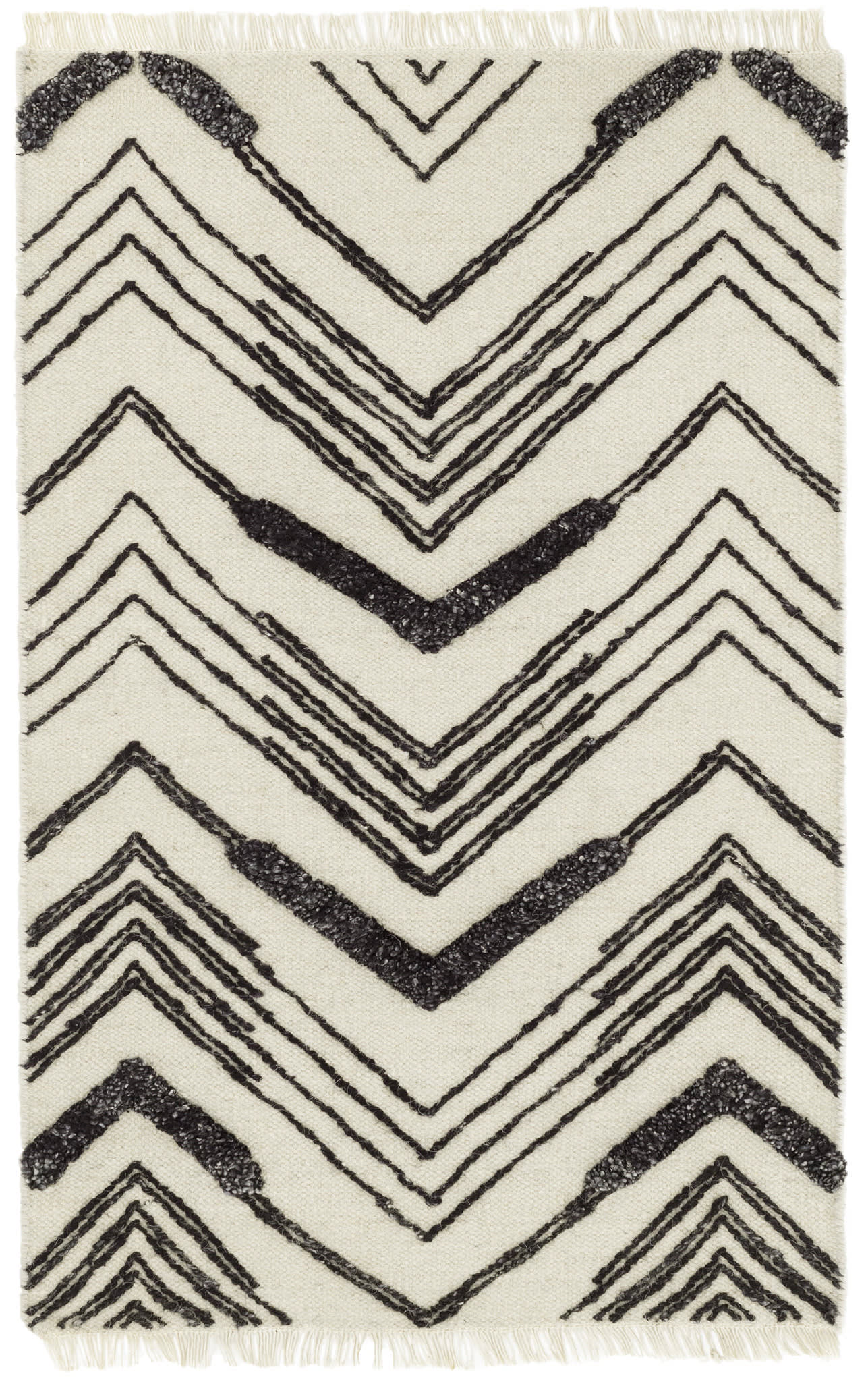 Tasha Ivory/Black Handwoven Wool Rug