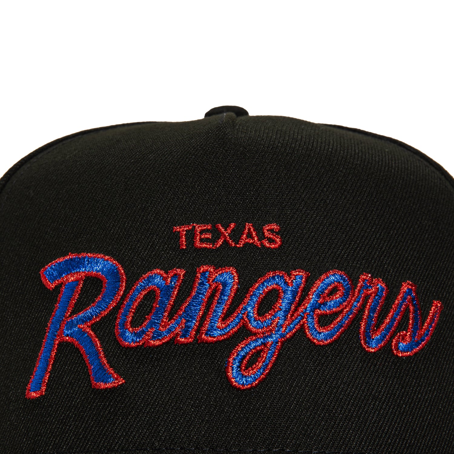 New Era 9Fifty A-Frame Texas Rangers Logo Patch Script Snapback Hat - Black