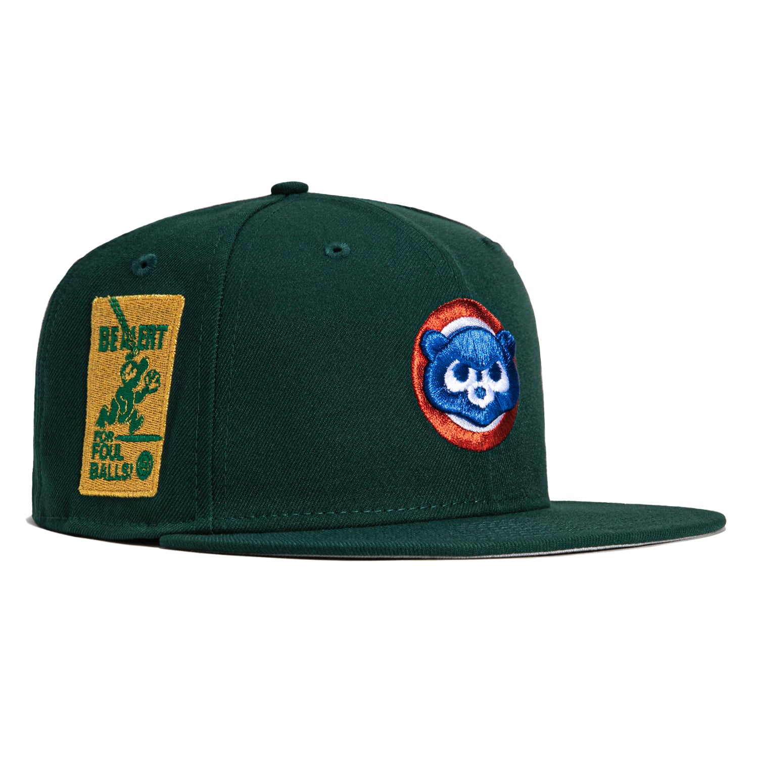 New Era 59Fifty Chicago Cubs Be Alert For Foul Balls Patch Hat - Green, White