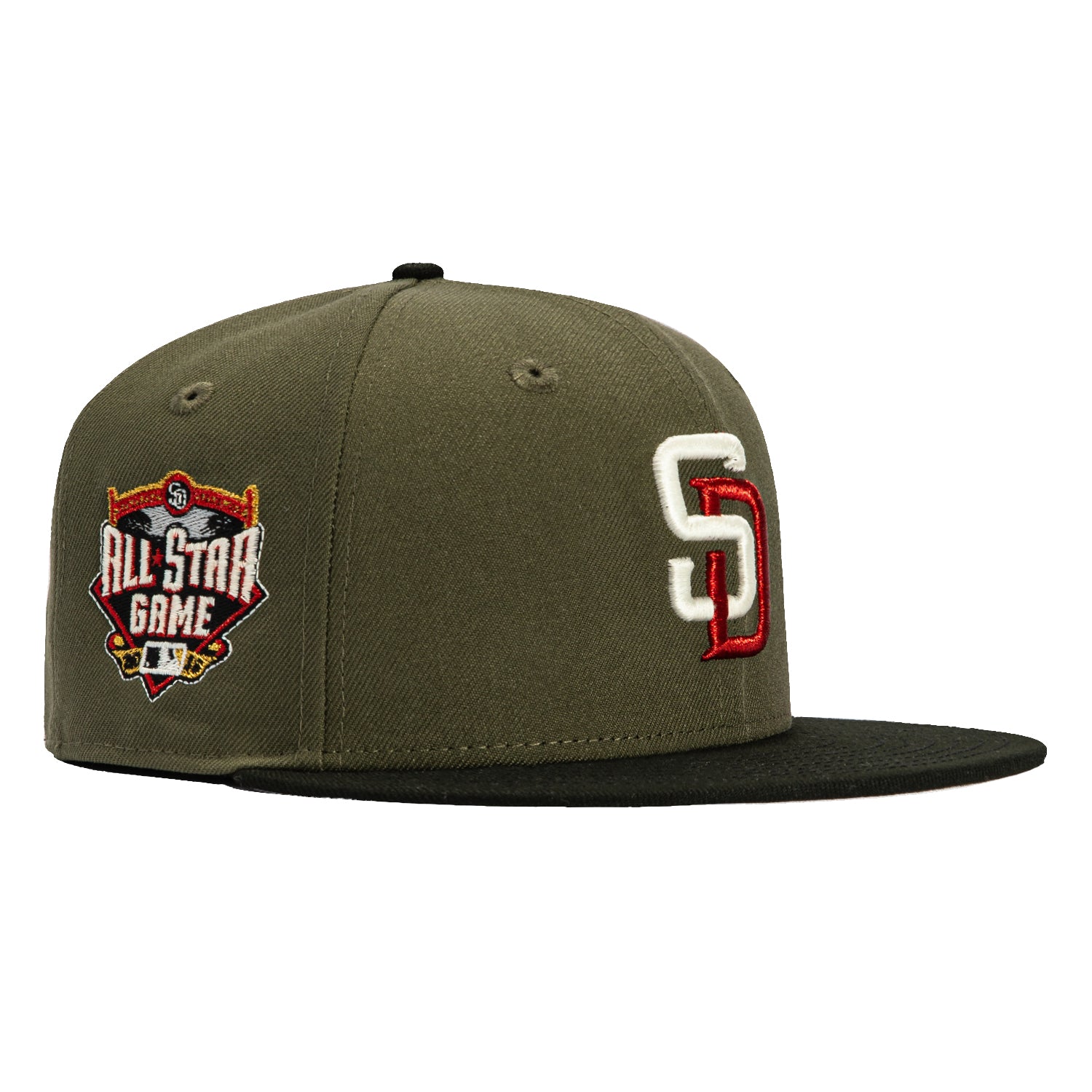 New Era 59Fifty Prehistoric Pack San Diego Padres 2016 All Star Game Patch Hat - Olive, Black, Red