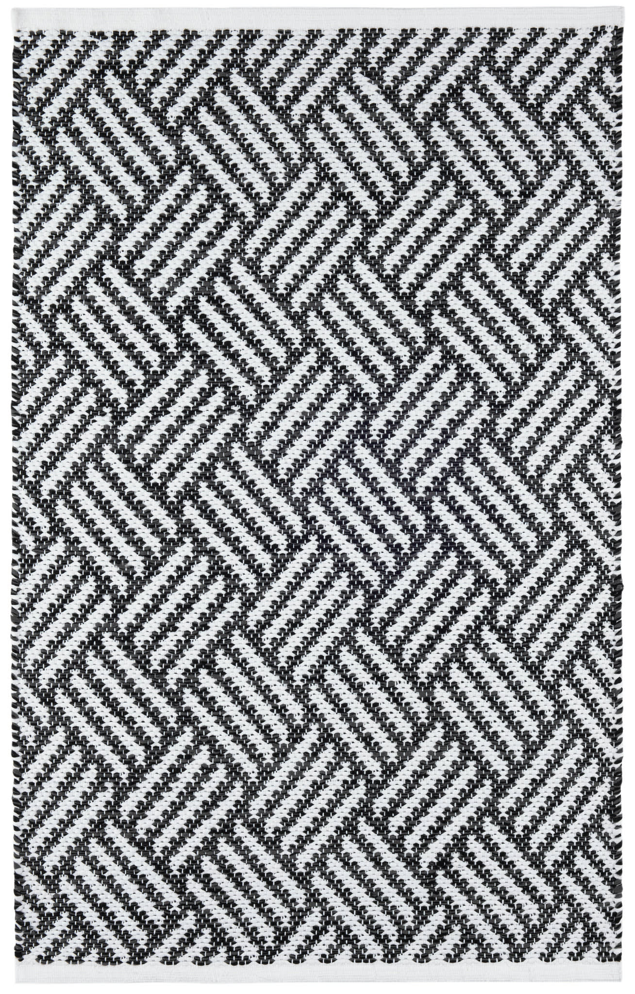 Crisscross Black Handwoven Indoor/Outdoor Rug