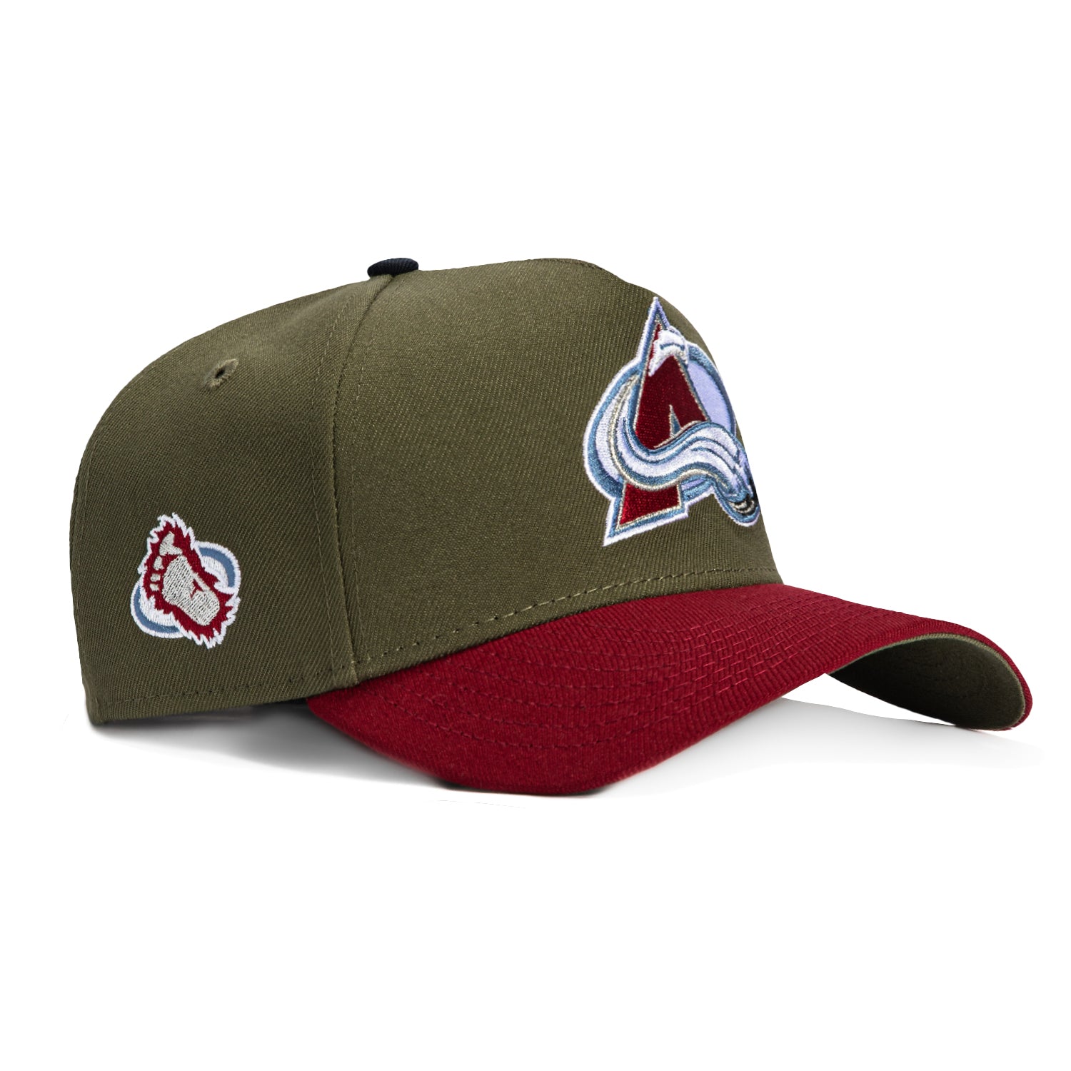 New Era 9Forty A-Frame Colorado Avalanche Logo Patch Snapback Hat - Olive, Cardinal