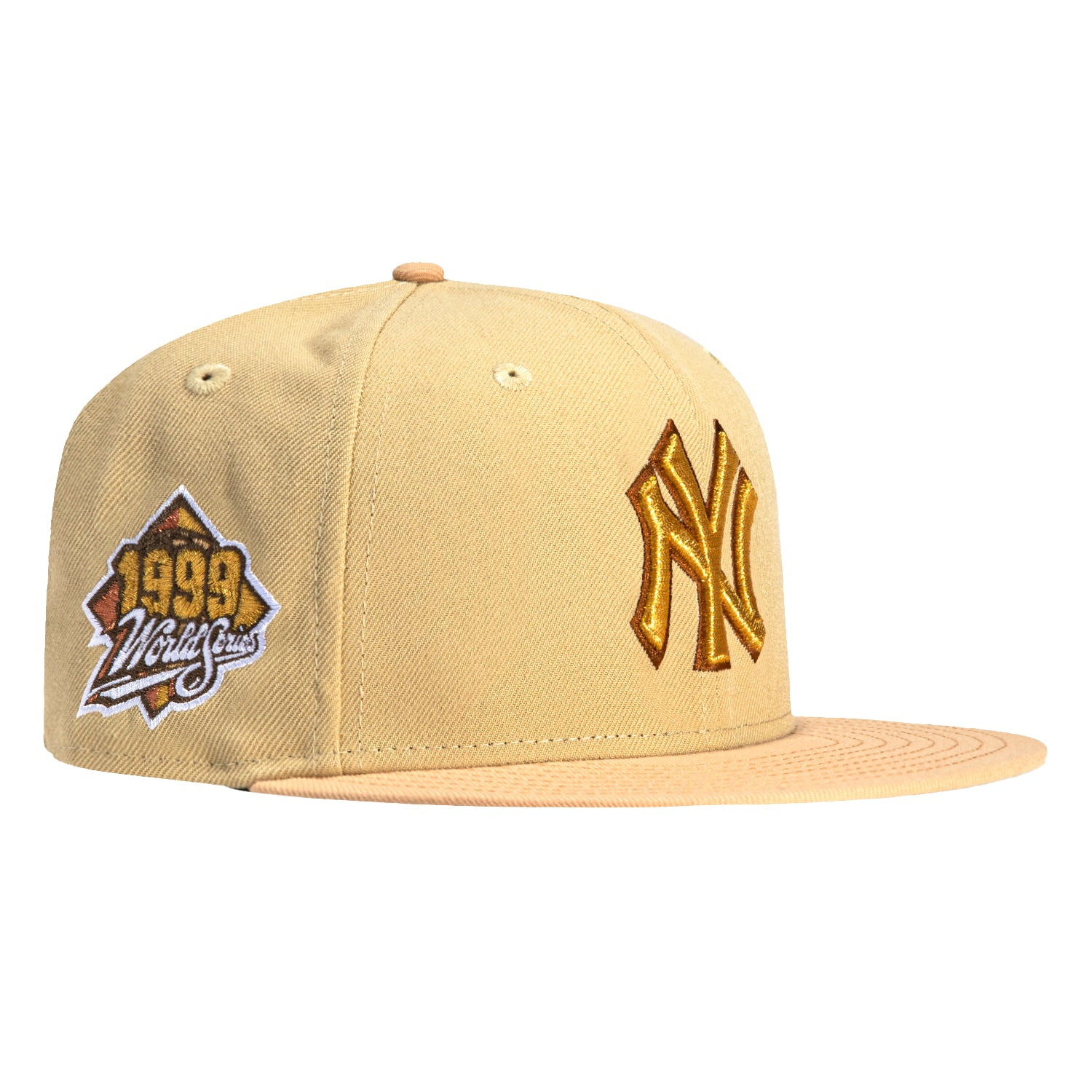 New Era 59Fifty New York Yankees 1999 World Series Patch Hat - Tan, Peach, Metallic Gold