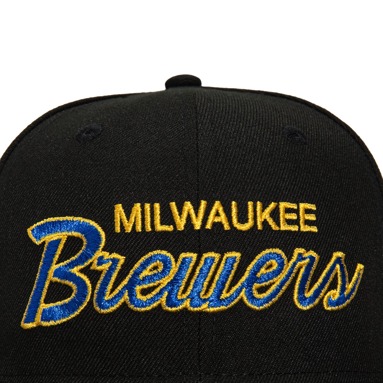 New Era 59Fifty Milwaukee Brewers Logo Patch Script Hat - Black