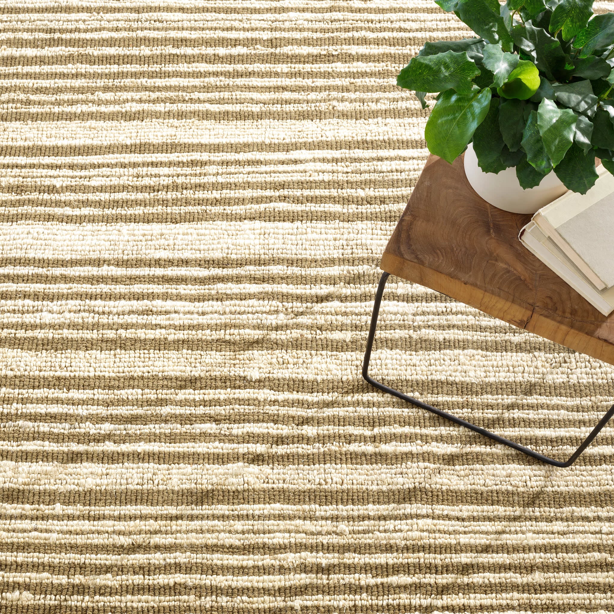 Calder Stripe Kelp Handwoven Jute Rug