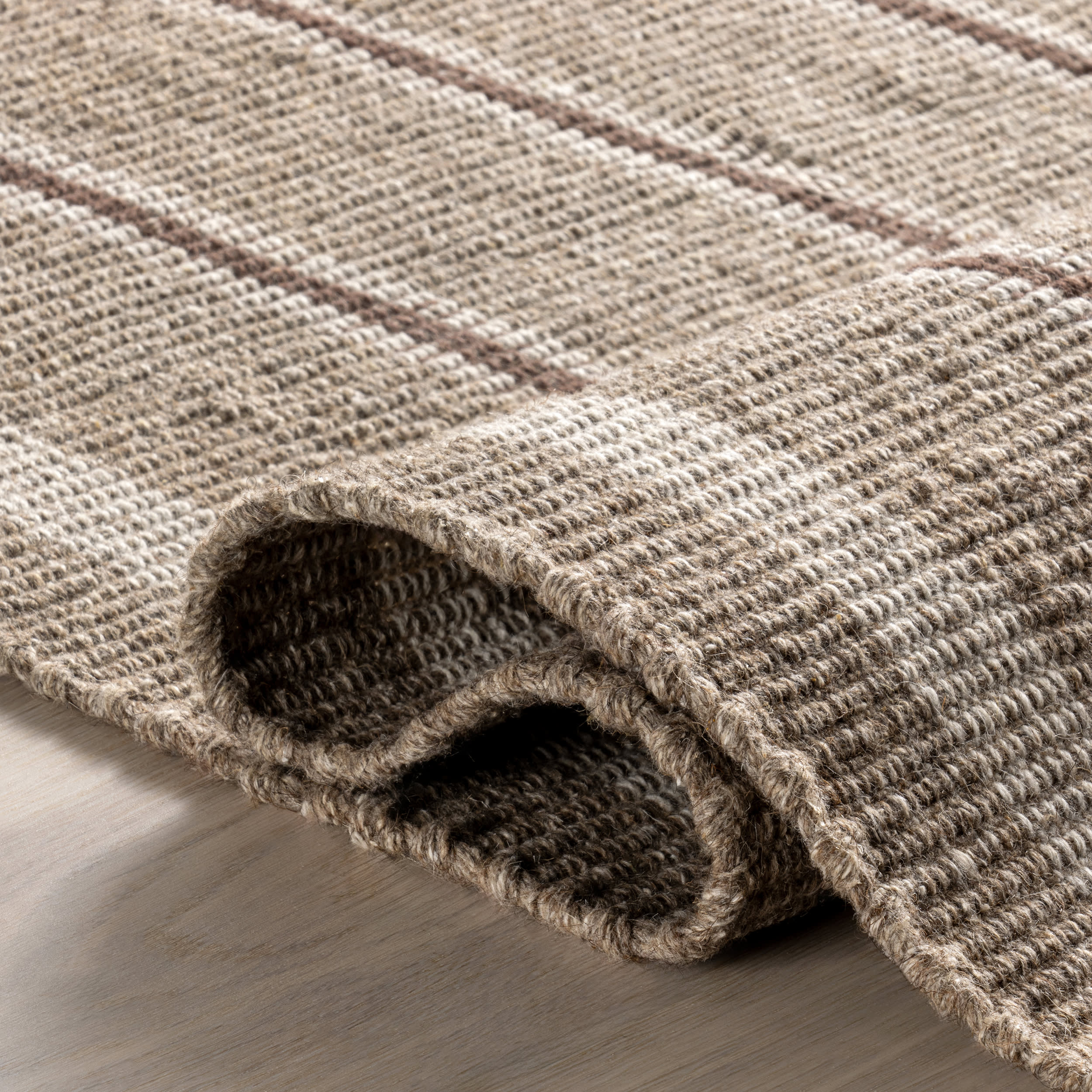 Toluca Striped Wool Rug | Taupe