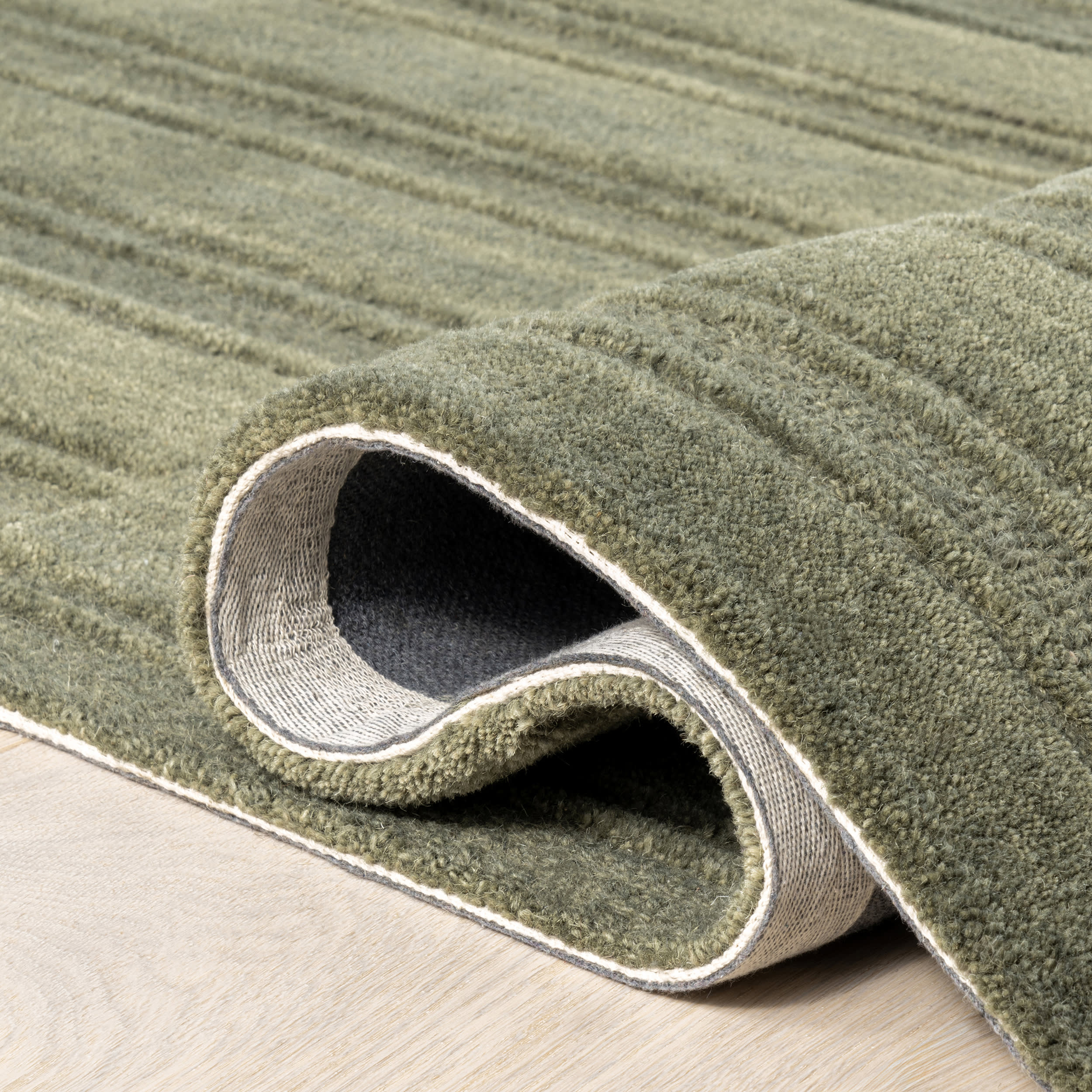 Starke Broken Stripe Wool Rug | Olive