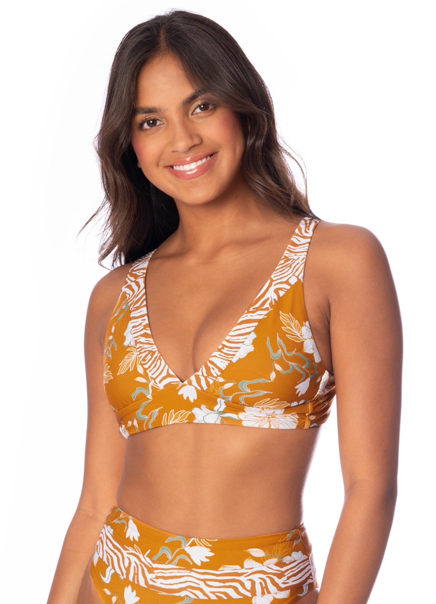 Maaji Nostalgic Florals Rocky Long Line Triangle Bikini Top