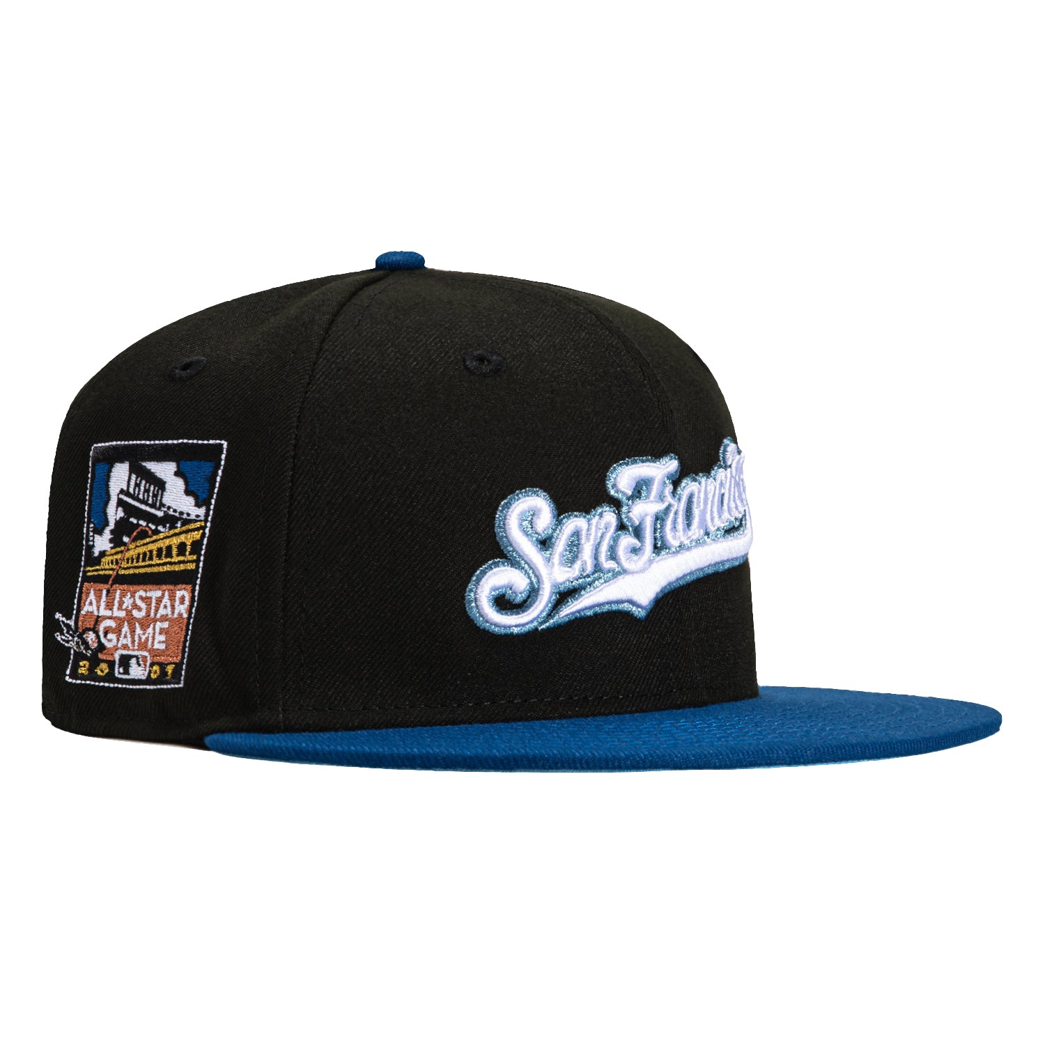 New Era 59Fifty San Francisco Giants 2007 All Star Game Patch Script Hat - Black, Royal