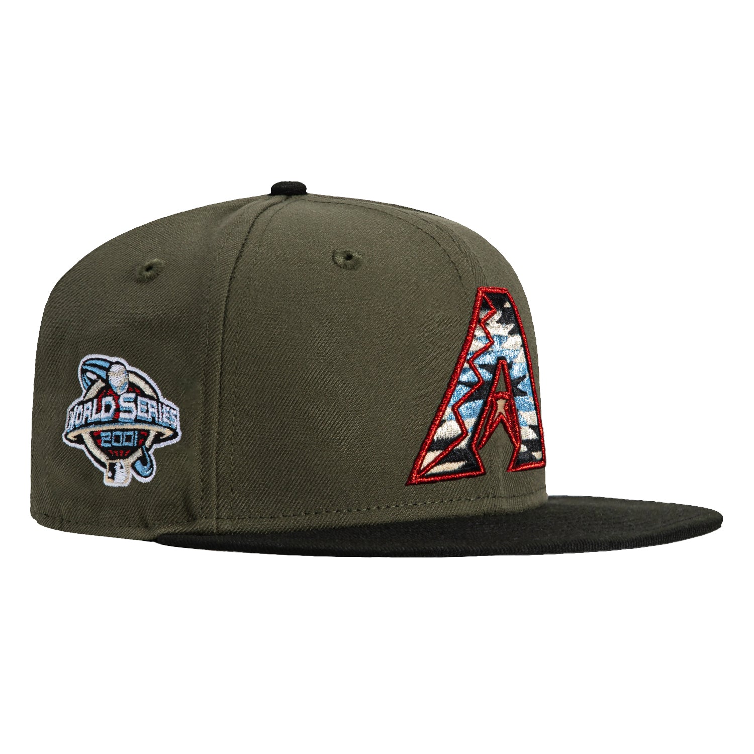 New Era 59Fifty Arizona Diamondbacks 2001 World Series Patch A Swatch Fill Hat - Olive, Black