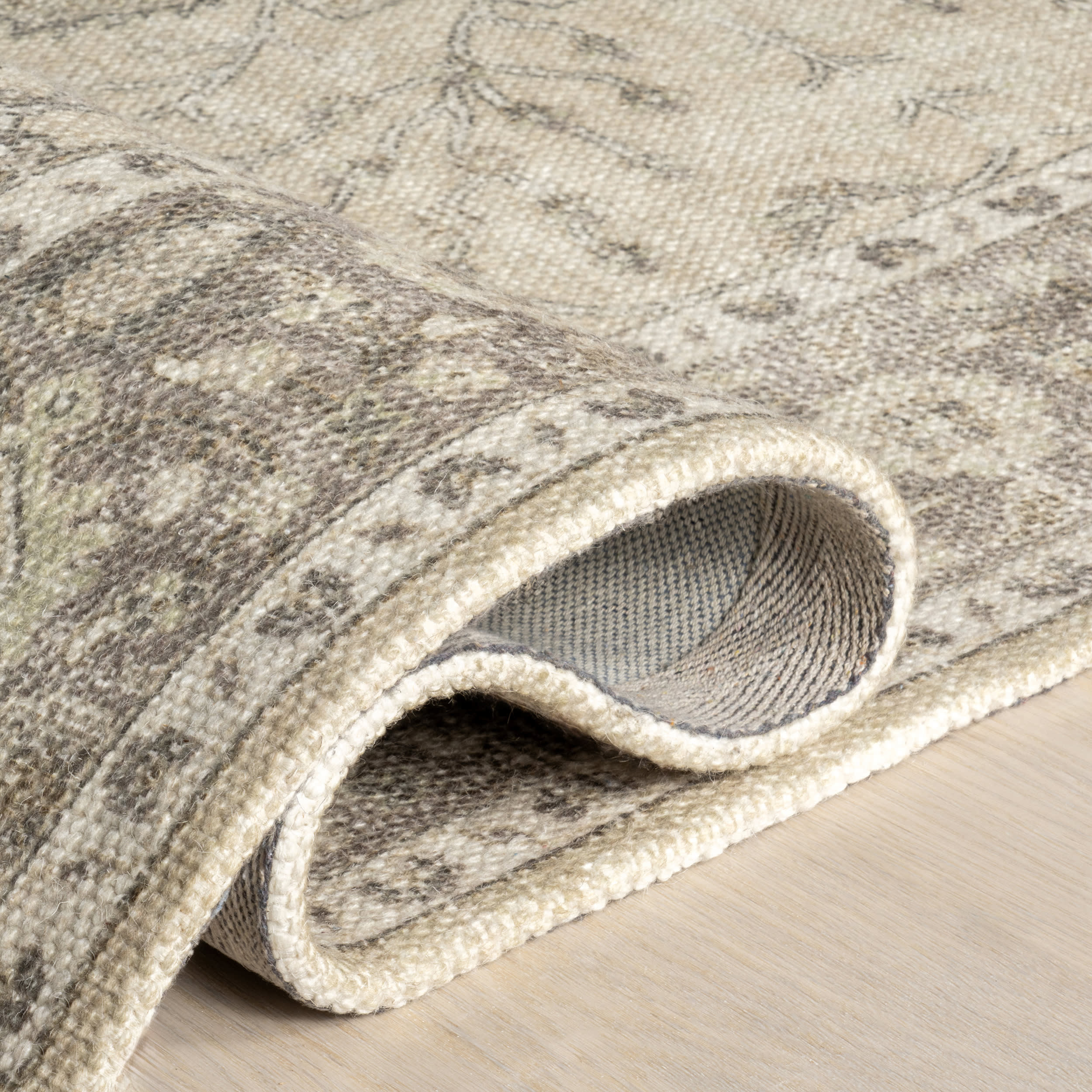 Spindle Medallion Wool and Cotton Rug | Khaki