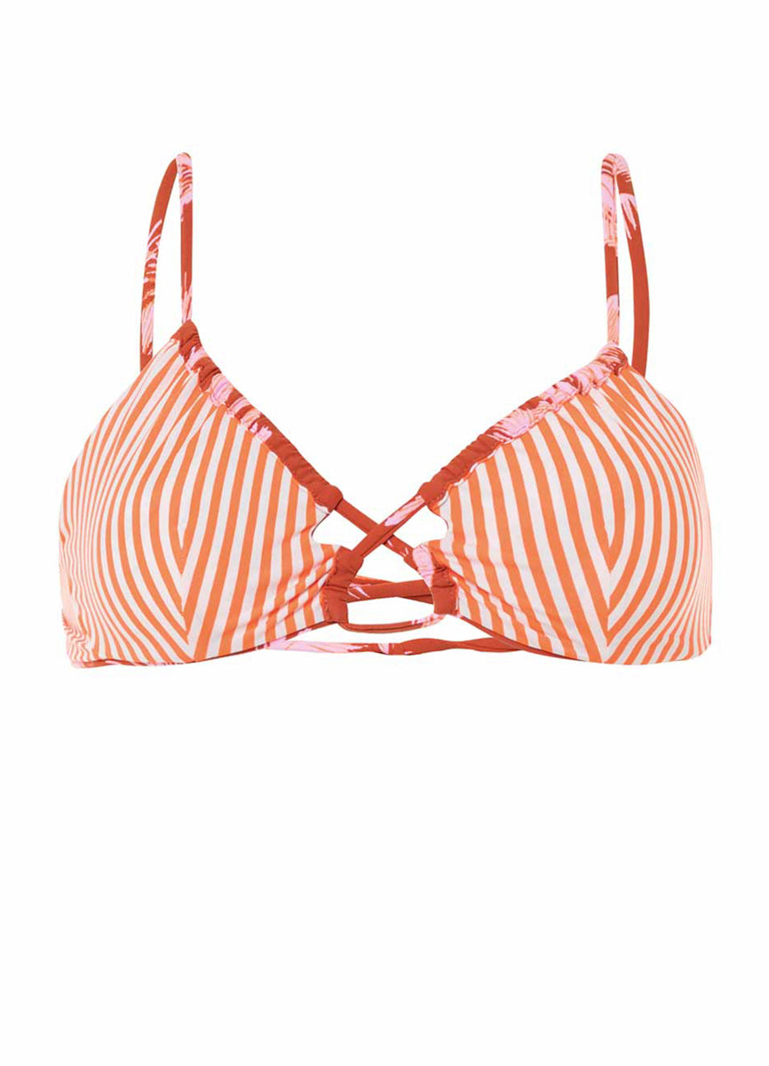 Maaji Darkred Palms Kelly Loop Front Triangle Bikini Top