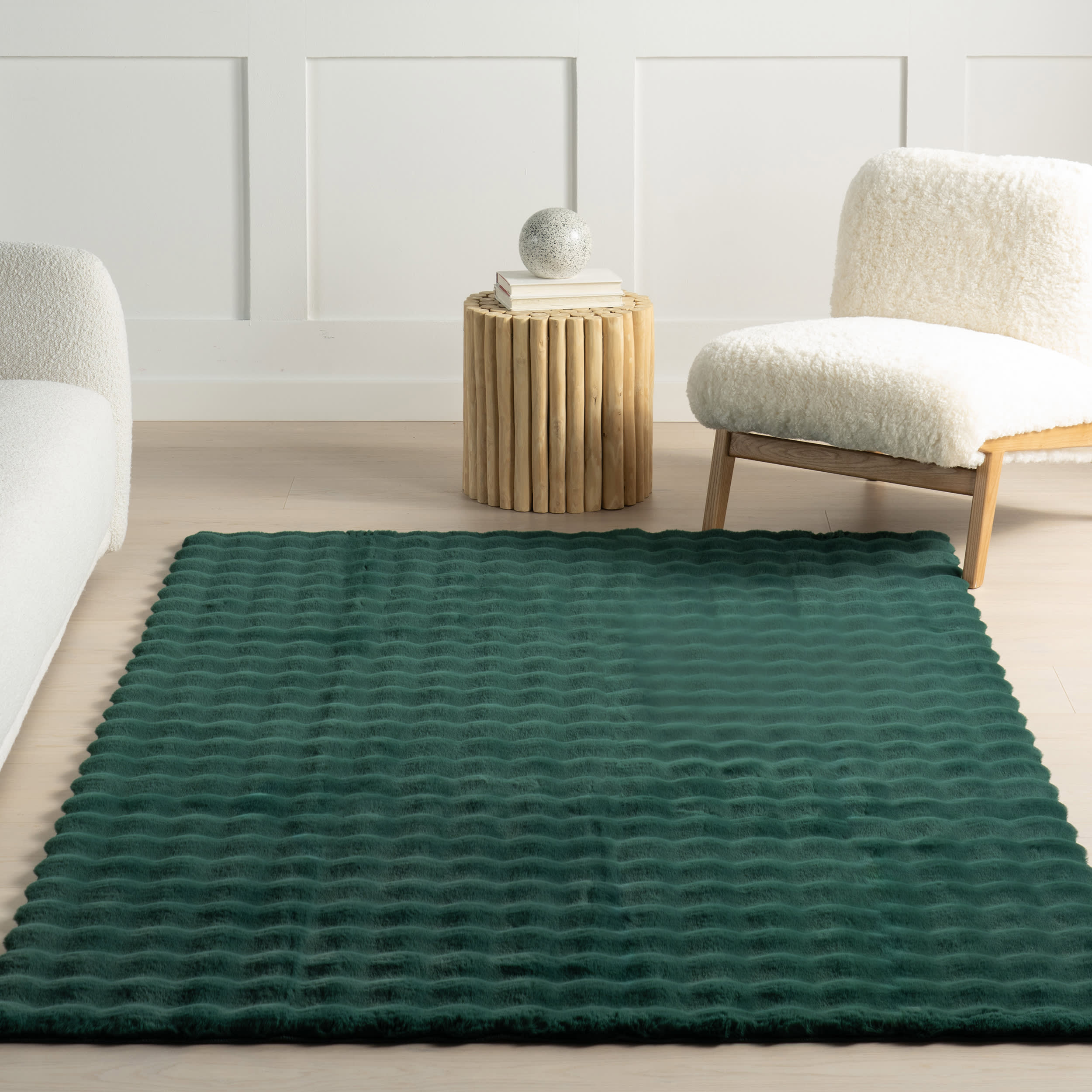 Ivana Checkered Plush Cloud Washable Rug | Hunter Green