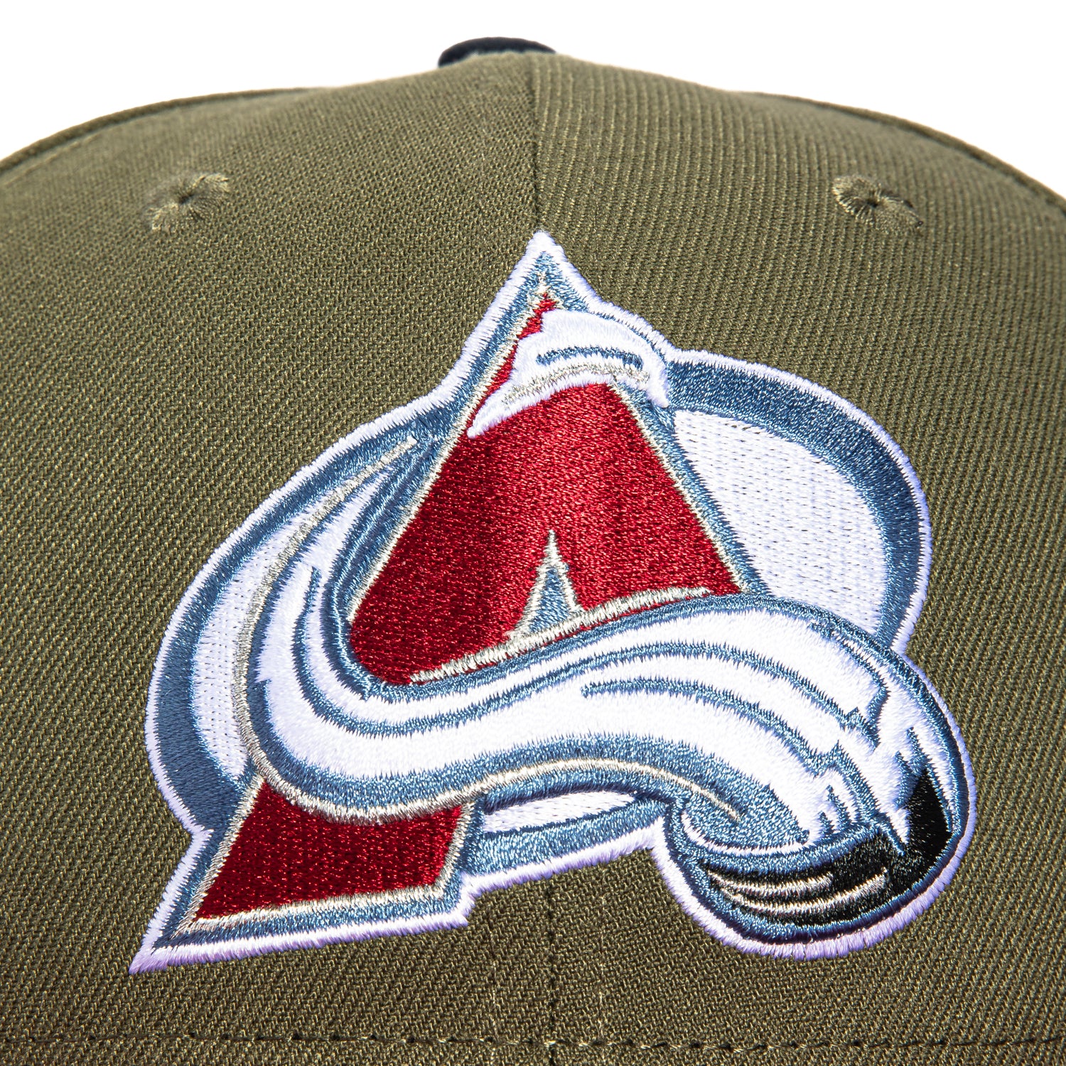 New Era 59Fifity Colorado Avalanche Logo Patch Hat - Olive, Cardinal