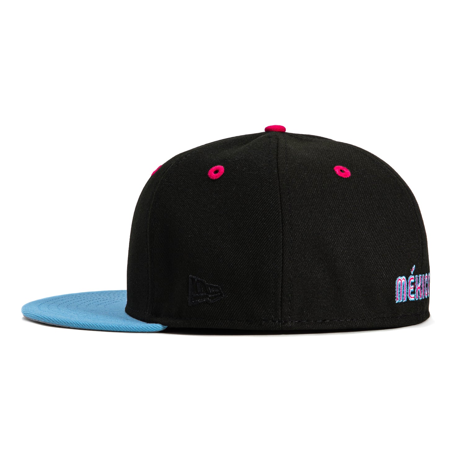 New Era 59Fifty Mexico World Baseball Classic Mexico Flag Patch Hat - Black, Light Blue, Magenta