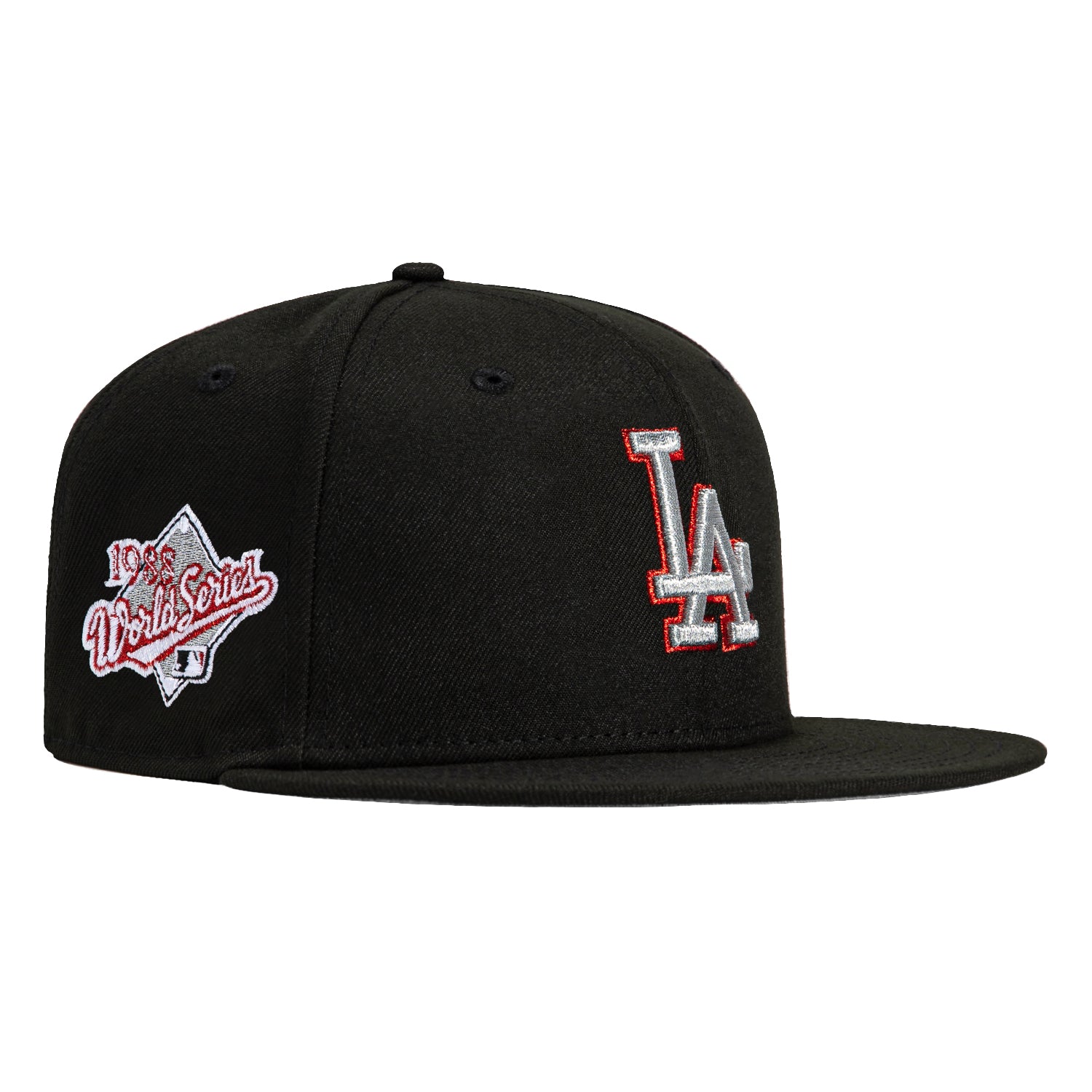 New Era 59Fifty Los Angeles Dodgers 1988 World Series Patch Hat - Black, Metallic Silver, Red