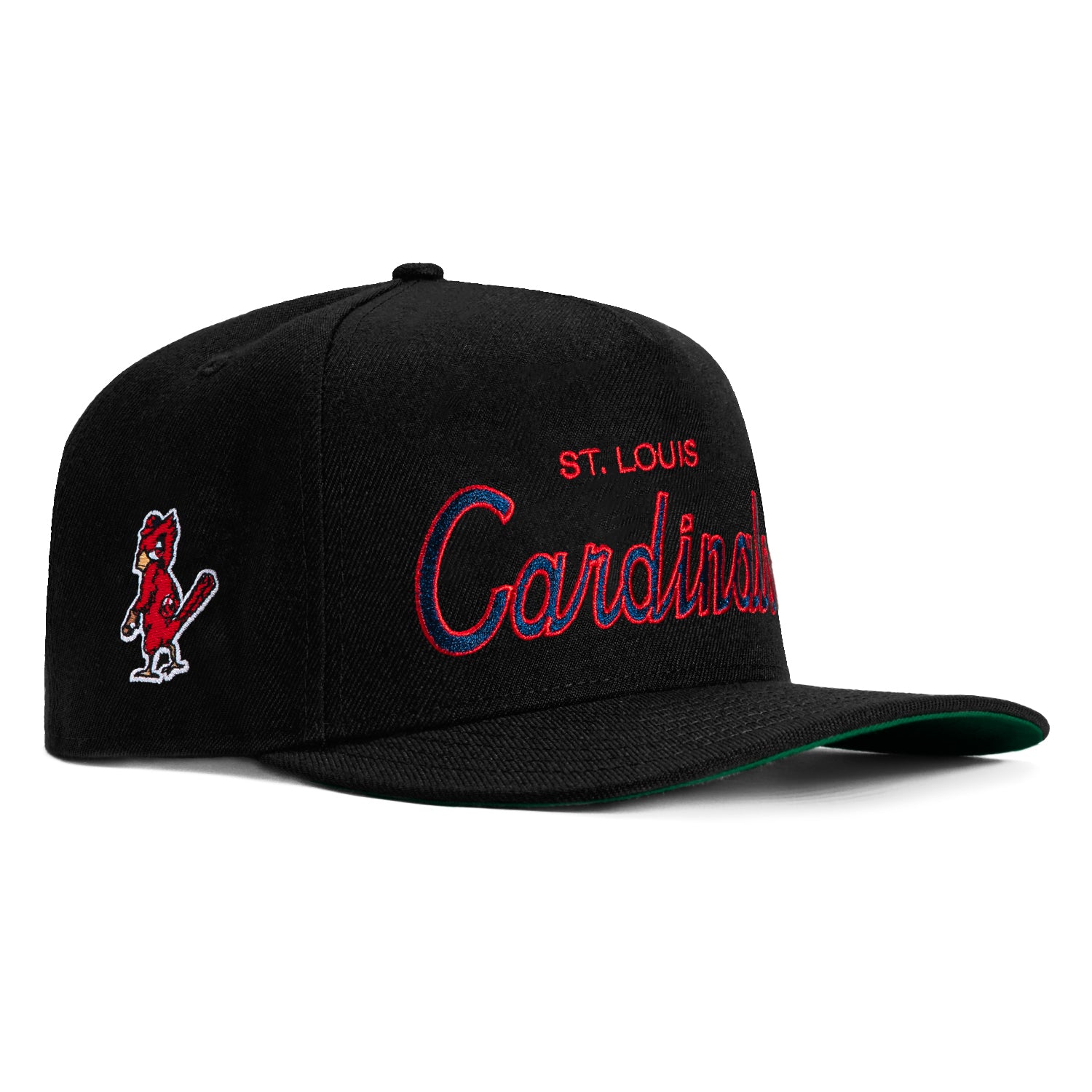 New Era 9Fifty A-Frame St Louis Cardinals Logo Patch Script Snapback Hat - Black