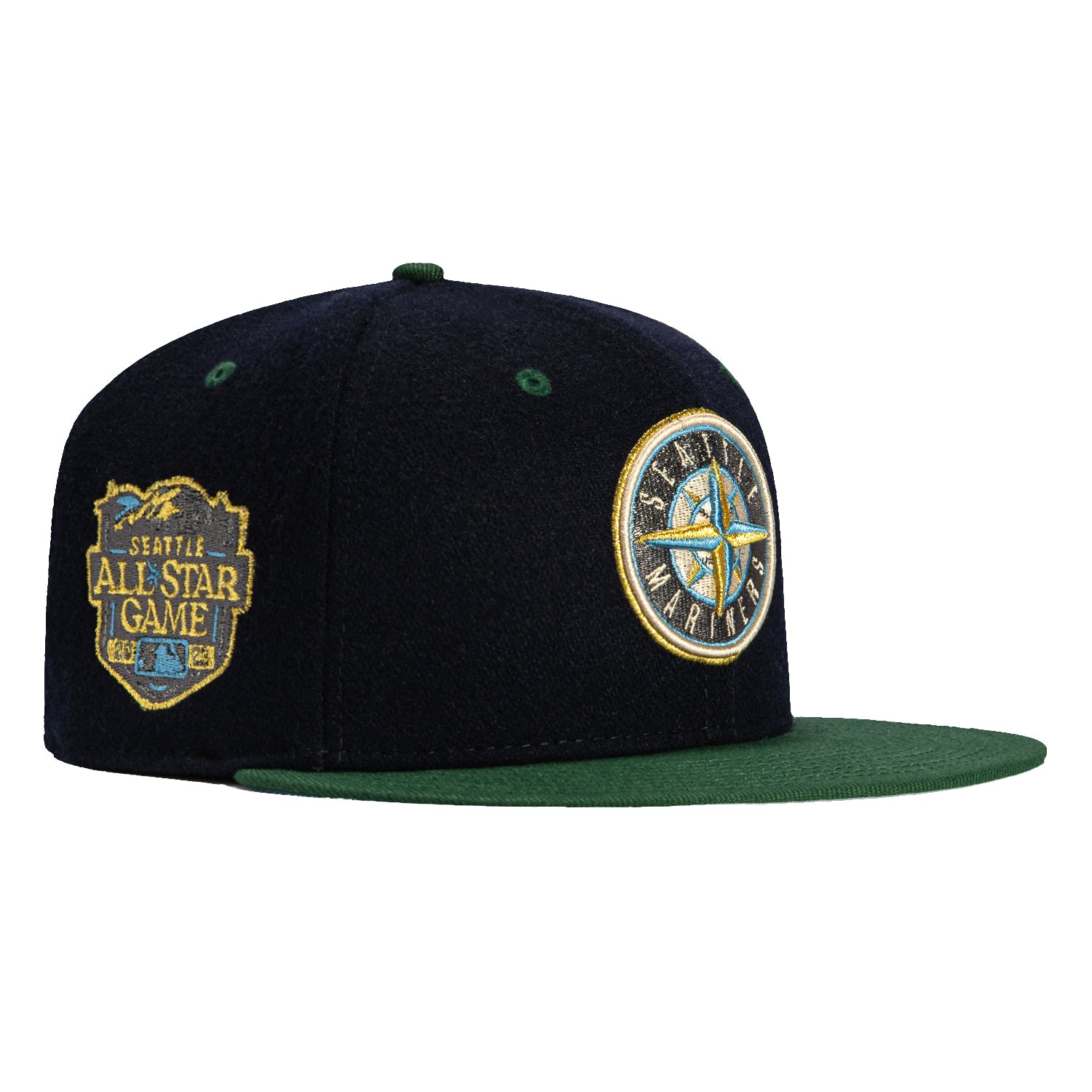 New Era 59Fifty Melton Seattle Mariners 2023 All Star Game Patch Logo Hat - Navy, Green