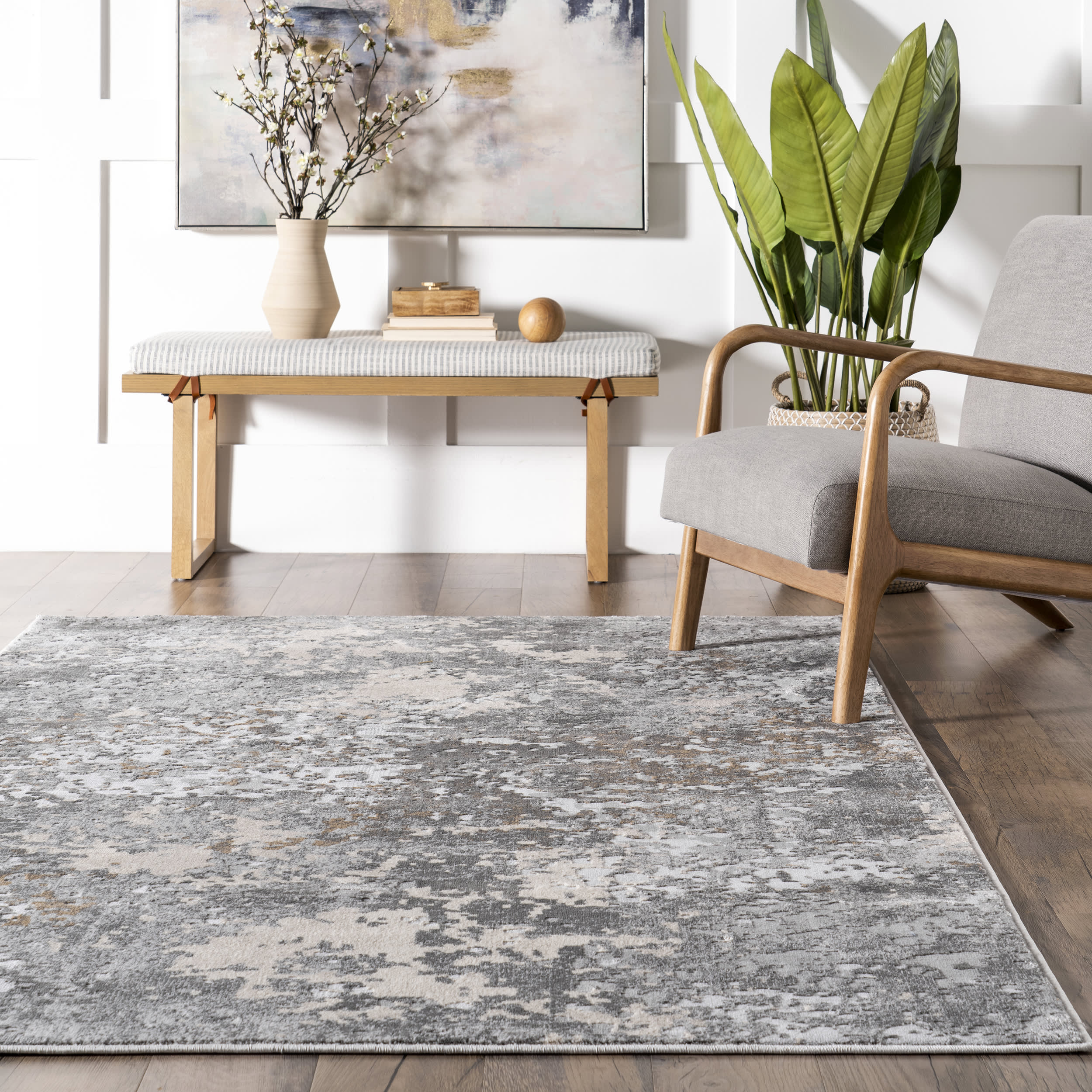 Ricki Mottled Abstract Rug | Grey