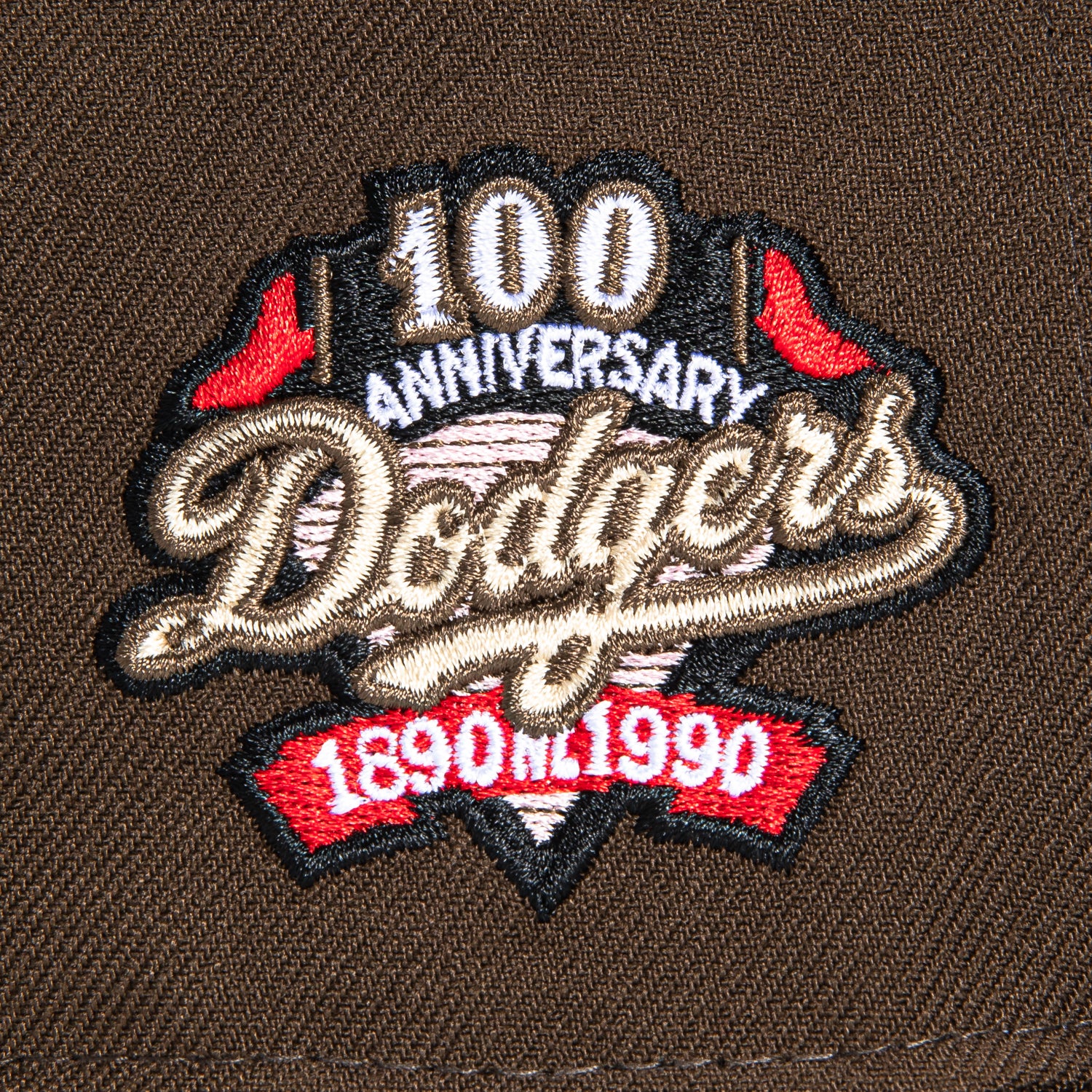 New Era 59Fifty Los Angeles Dodgers 100th Anniversary Patch Upside Down Hat - Brown