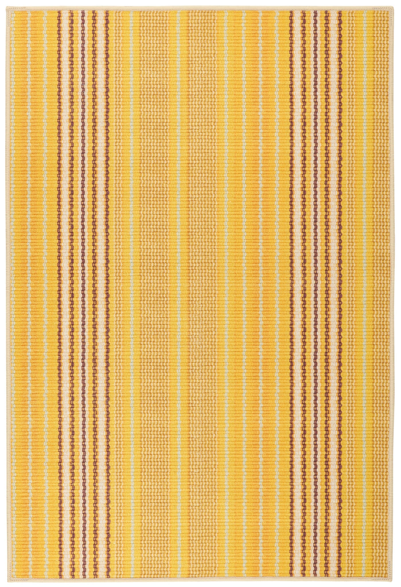 Sunflower Ticking Yellow Machine Washable Rug