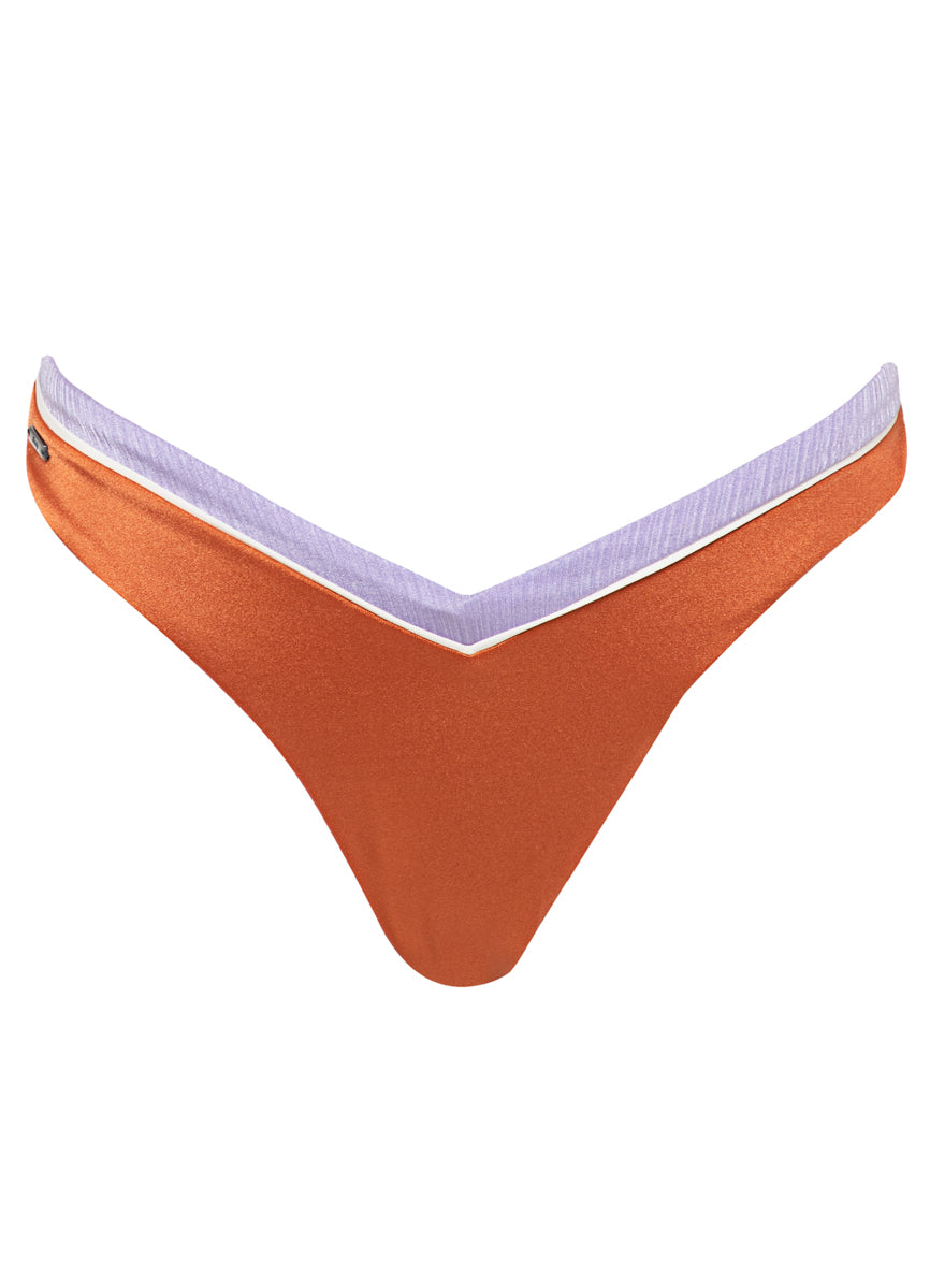 Maaji Satin Umber Resplendent Regular Rise Double V Bikini Bottom