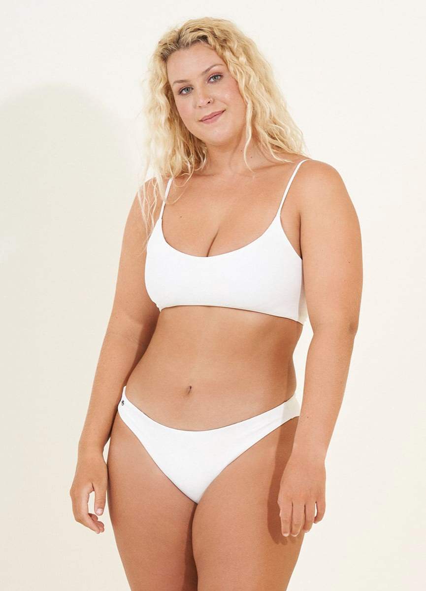 Maaji White Windflower Ceci Sporty Bralette Bikini Top