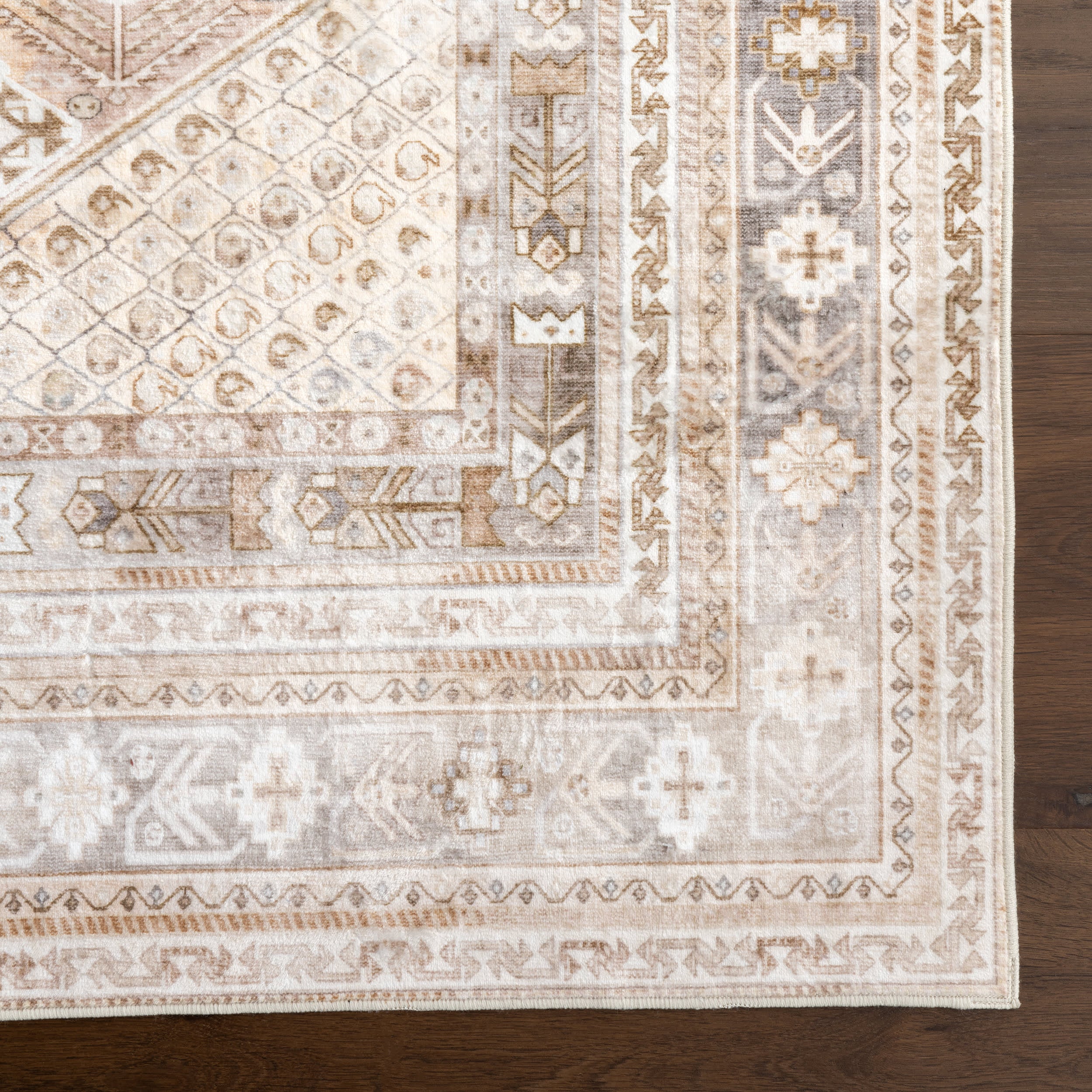 Neriah Medallion Washable Rug | Peach