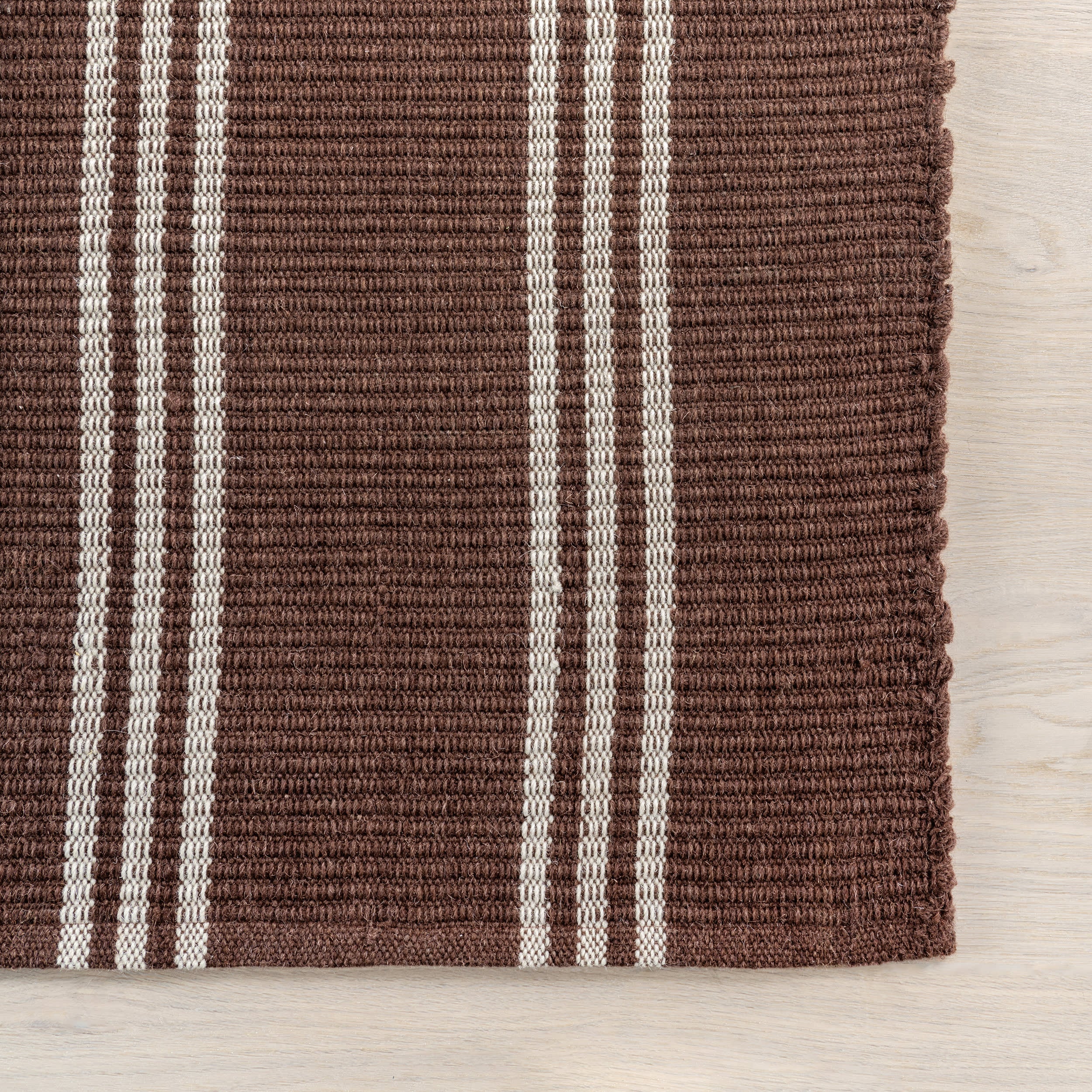 Hawthorn Striped Wool Rug | Dark Brown