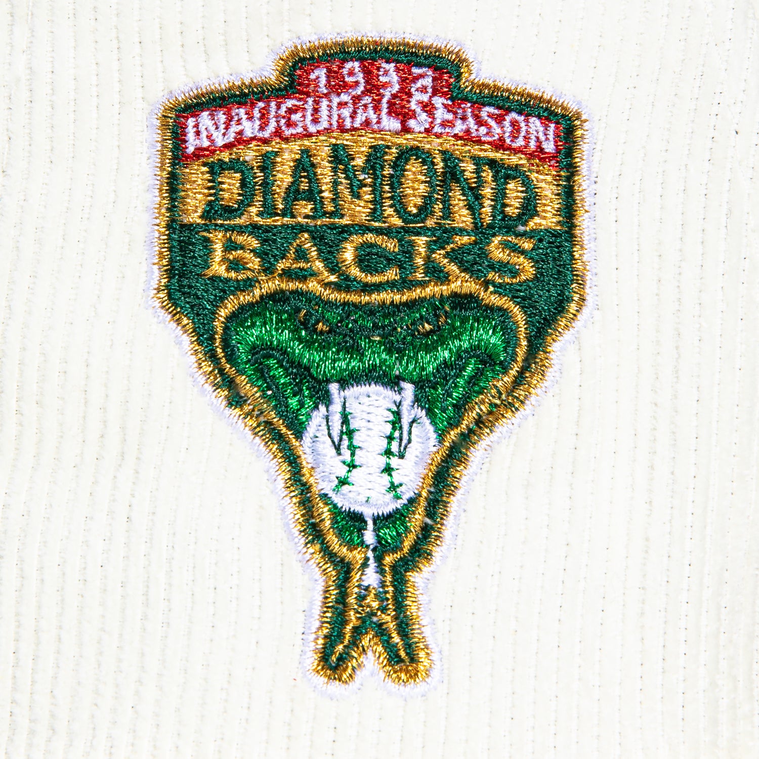 New Era 59Fifty Winter Forest Corduroy Arizona Diamondbacks Inaugural Patch Script Hat - White, Cardinal