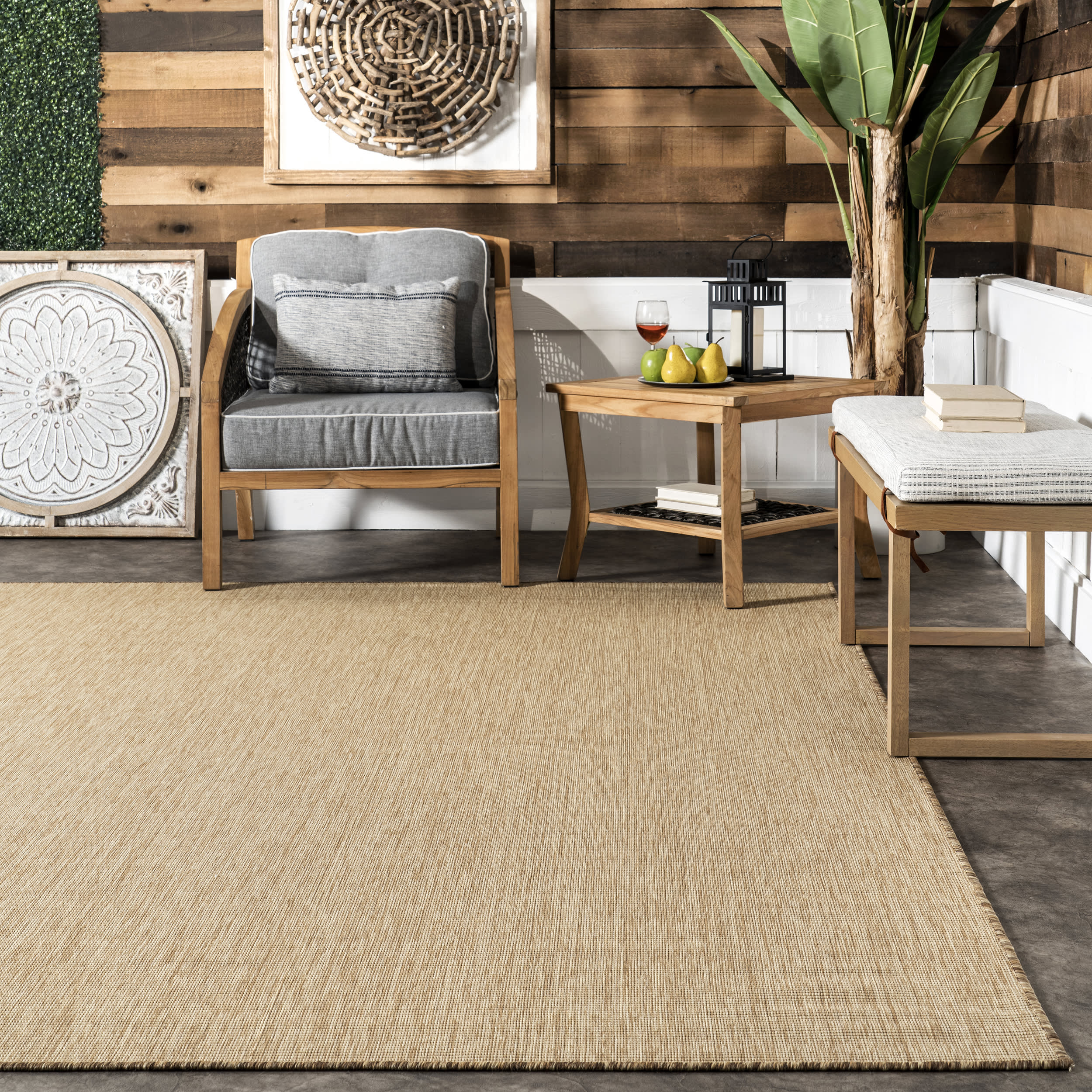 Dorinda Hazy Solid Indoor/Outdoor Rug | Brown