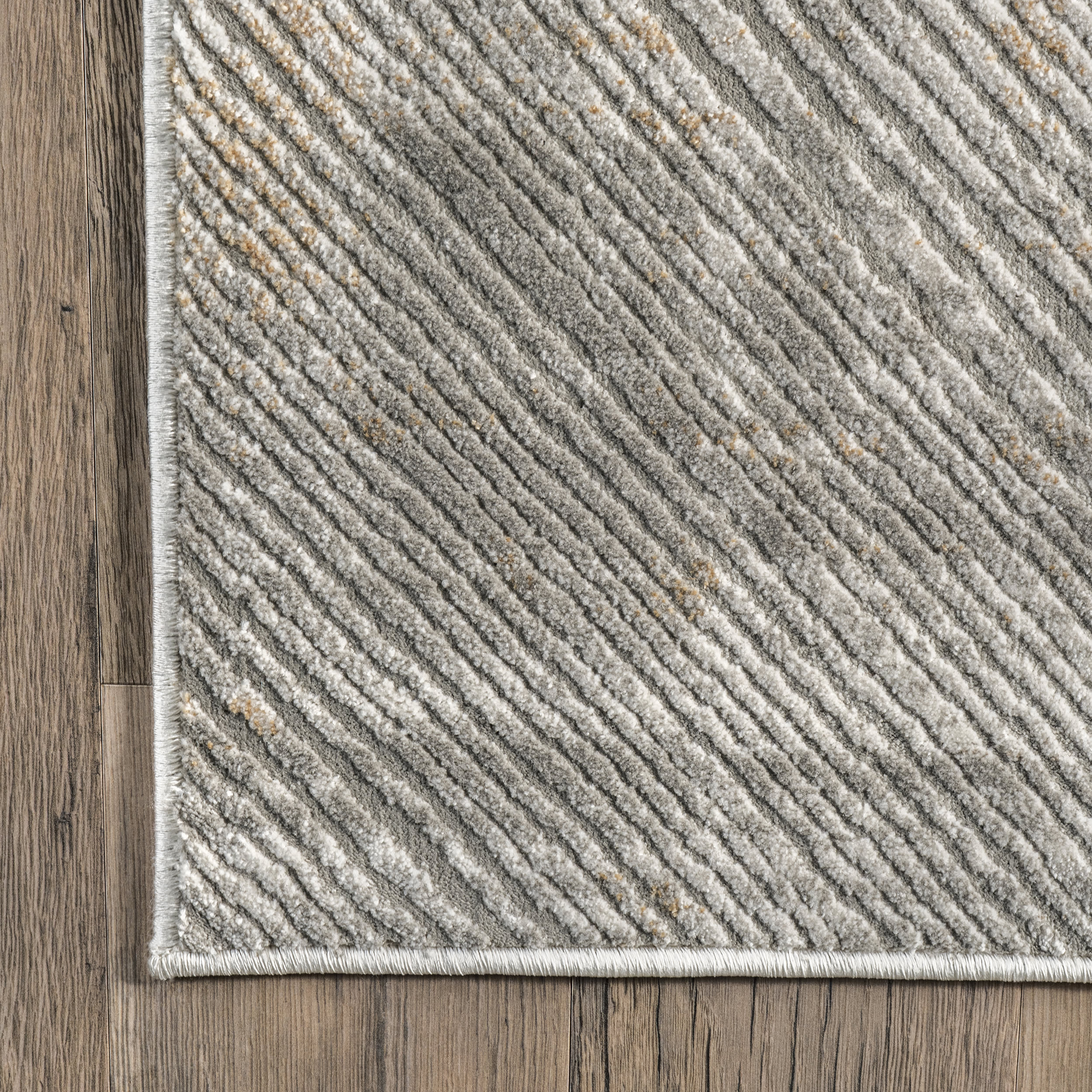 Cindy Collaged Pinstriped Rug | Beige