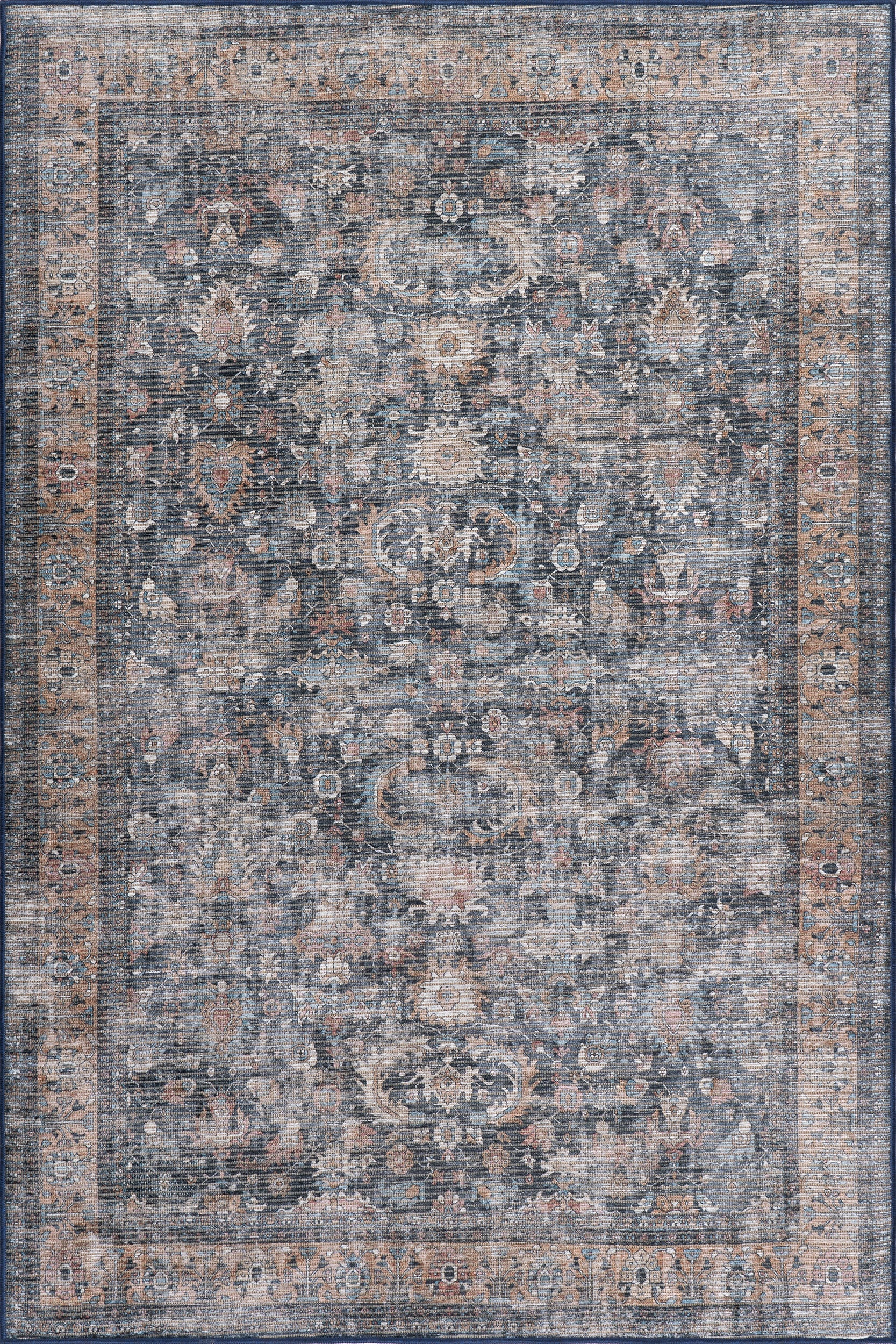 Arleth Medallion Washable Rug | Dark Grey