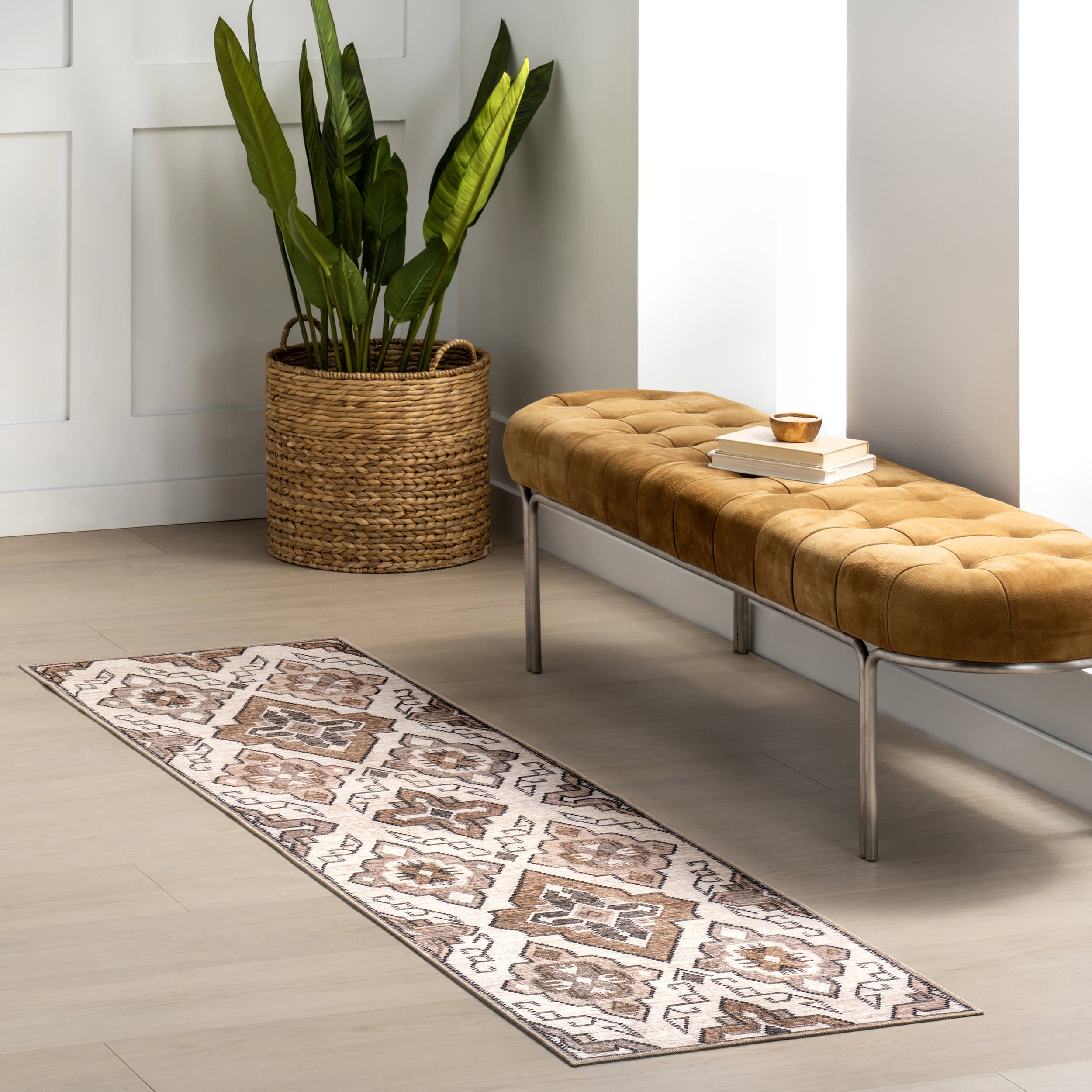 Keily Medallion Spill Proof Washable Rug | Ivory