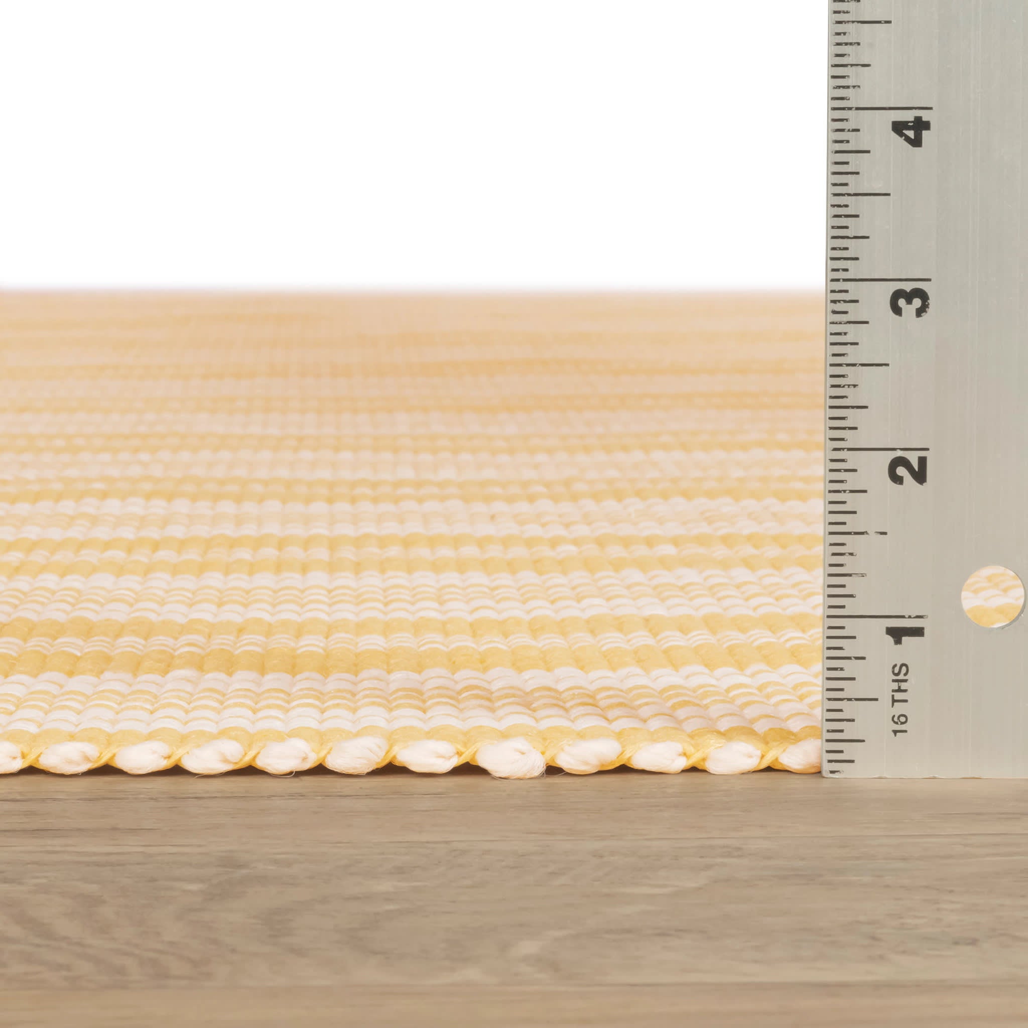 Ticking Stripe Gold/Ivory Handwoven Indoor/Outdoor Rug