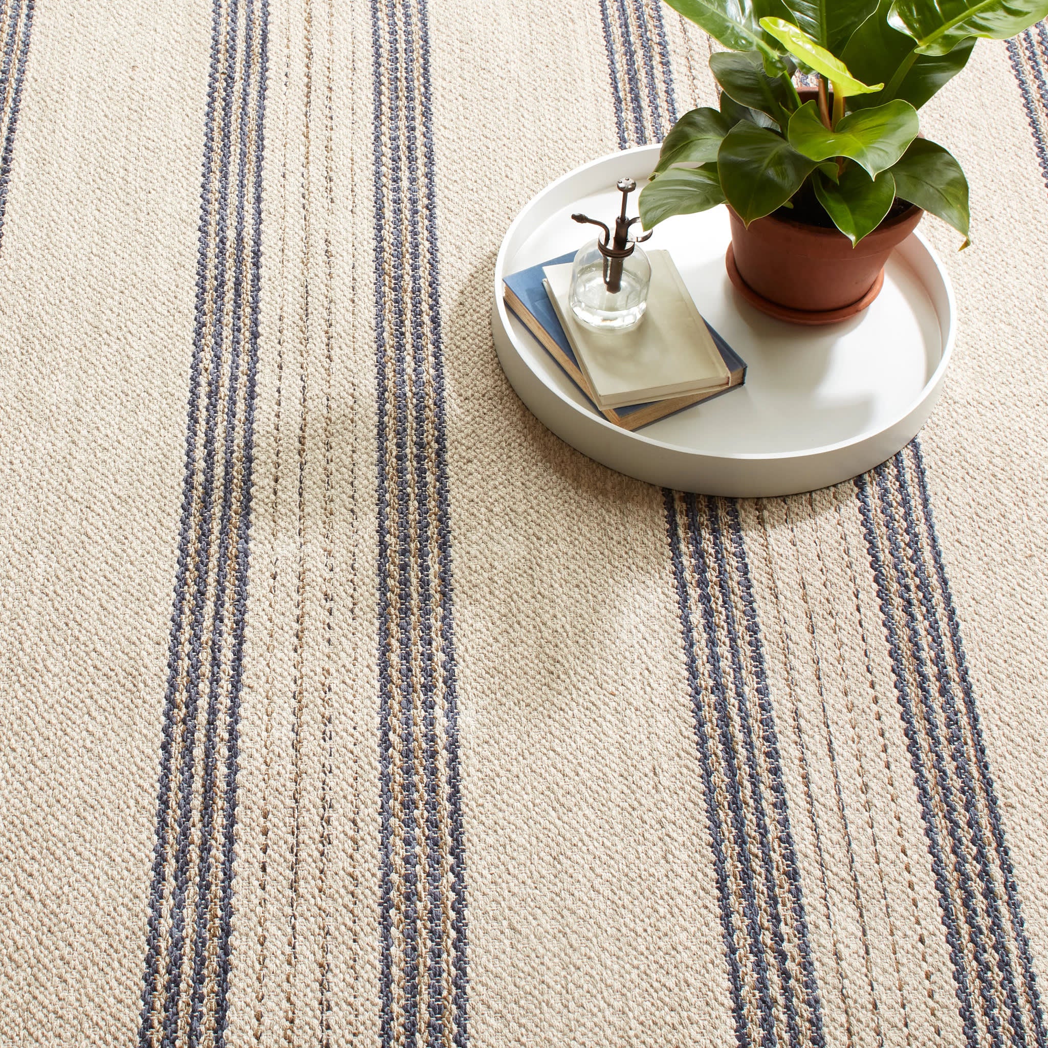 Cielo Stripe Navy Handwoven Cotton Rug