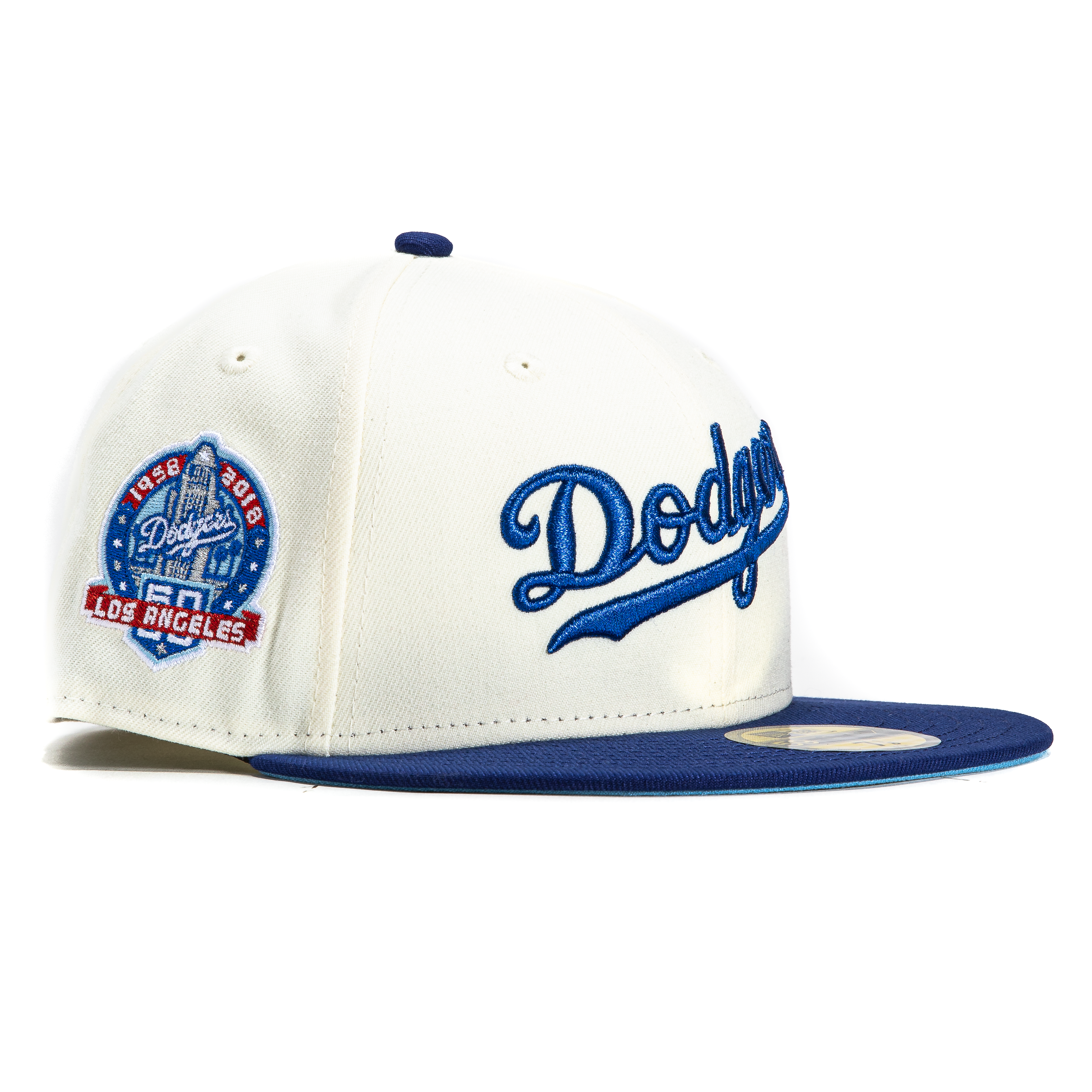 New Era 59Fifty Los Angeles Dodgers 60th Anniversary Patch Word Hat - White, Royal