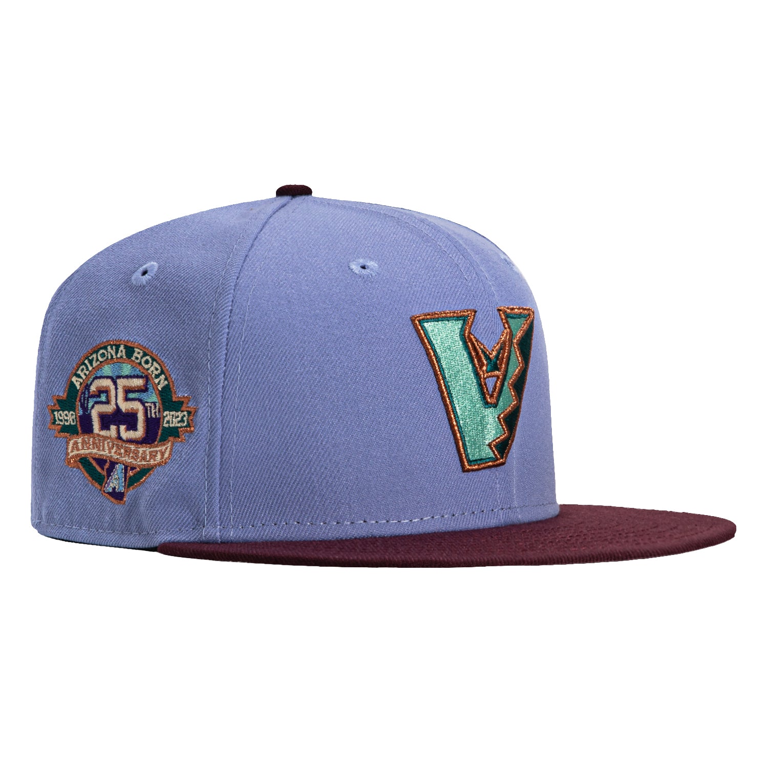 New Era 59Fifty Arizona Diamondbacks 25th Anniversary Patch Upside Down Hat - Lavender, Maroon