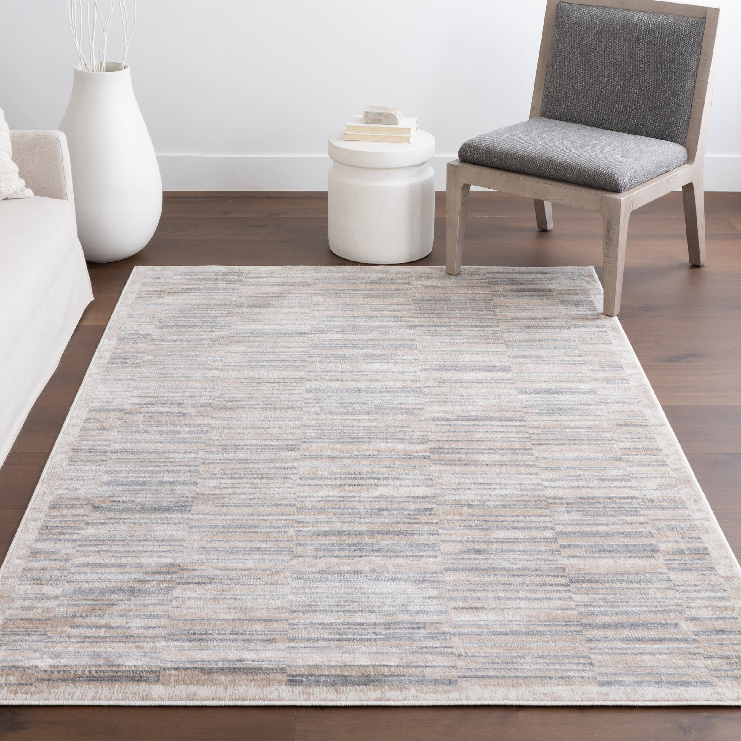 Aubriella Striped Rug | Grey