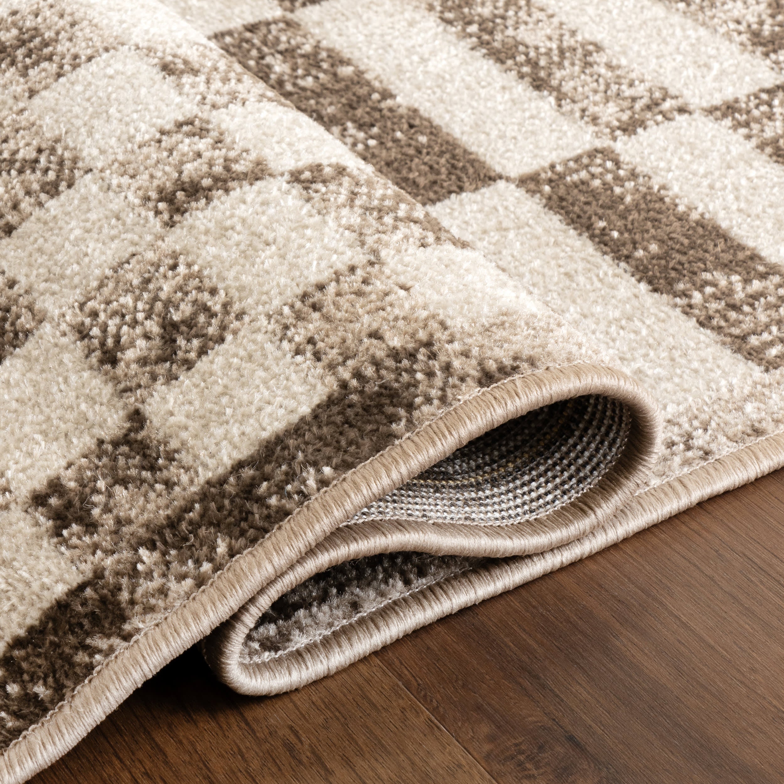 Kallie Washable Tiled Rug | Brown