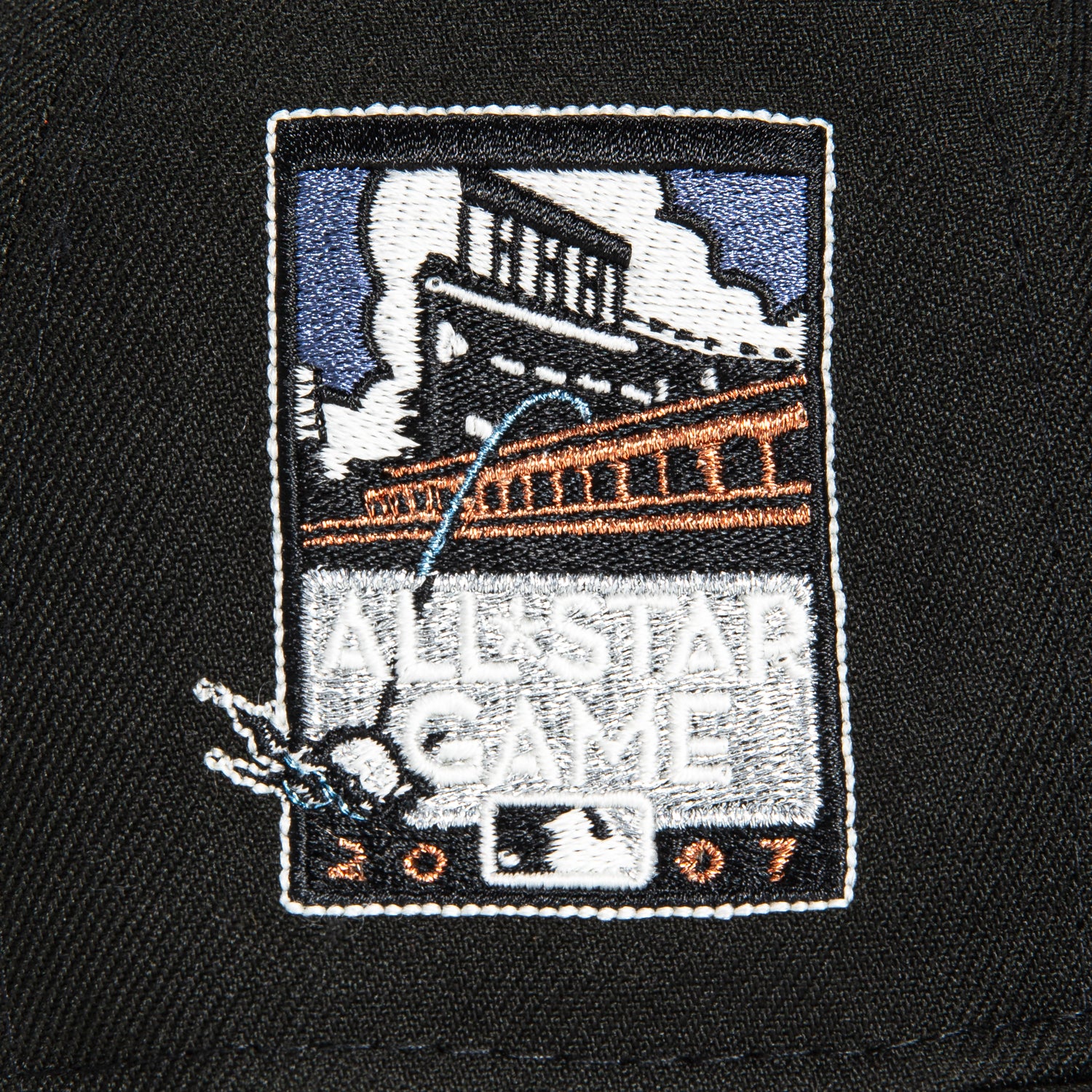 New Era 59Fifty San Francisco Giants 2007 All Star Game Patch Script Hat - Black, Metallic Silver