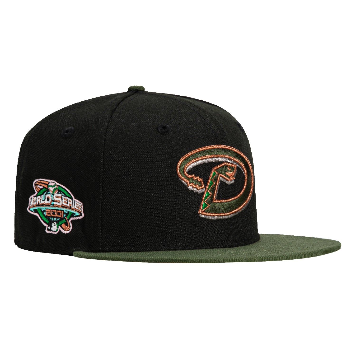 New Era 59Fifty Arizona Diamondbacks 2001 World Series Patch D Hat - Black, Olive, Metallic Copper