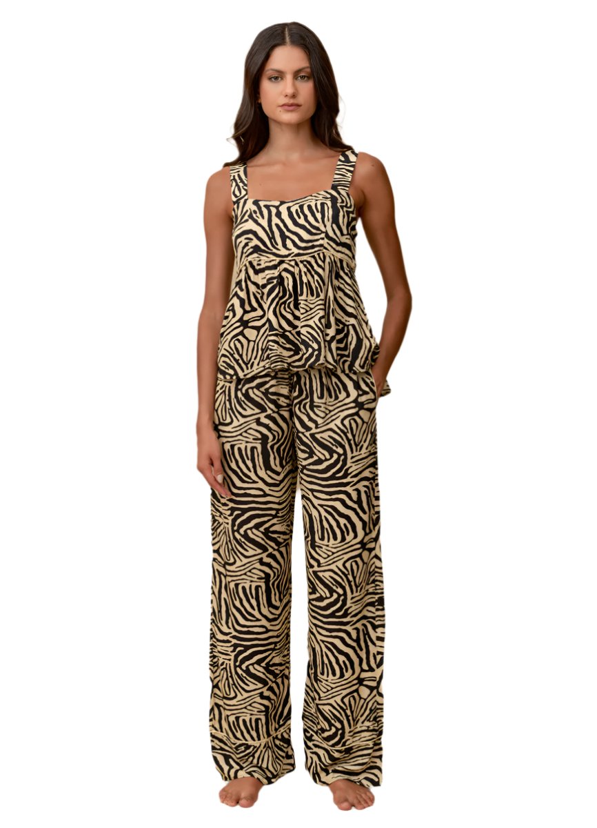 Maaji Black Zebra Owl Sleeveless Pant Set